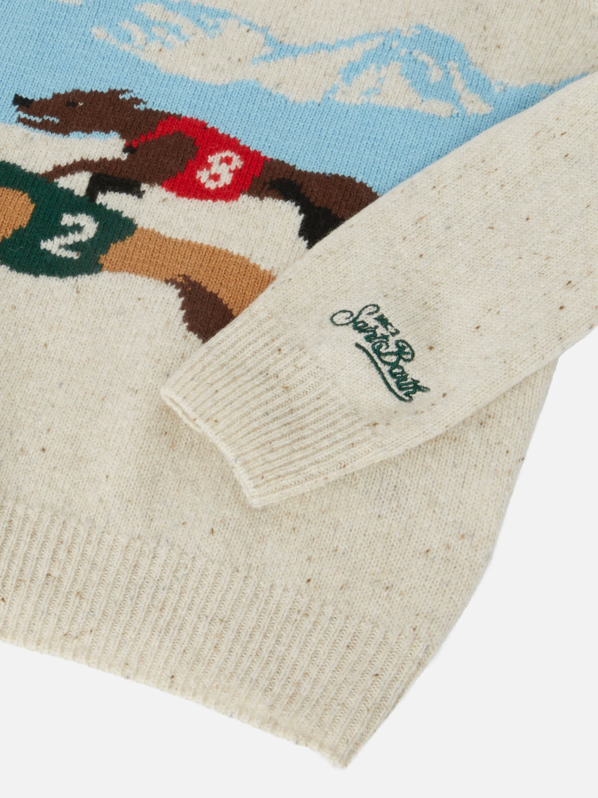 Crewneck Douglas with Saint Moritz postcard jacquard - Image 3