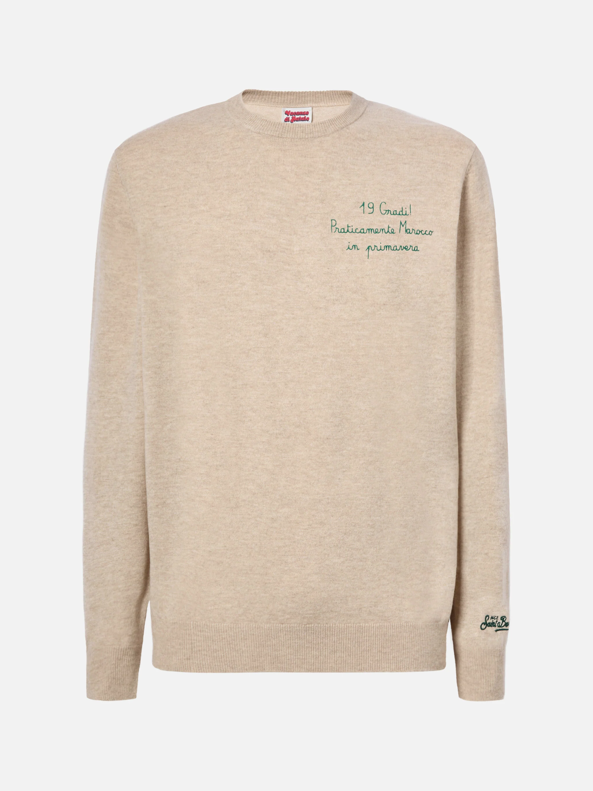 Crewneck sweater Heron Light with 19 gradi. Praticamente Marocco in primavera! embroidery | YUPPIES SPECIAL EDITION - Image 5