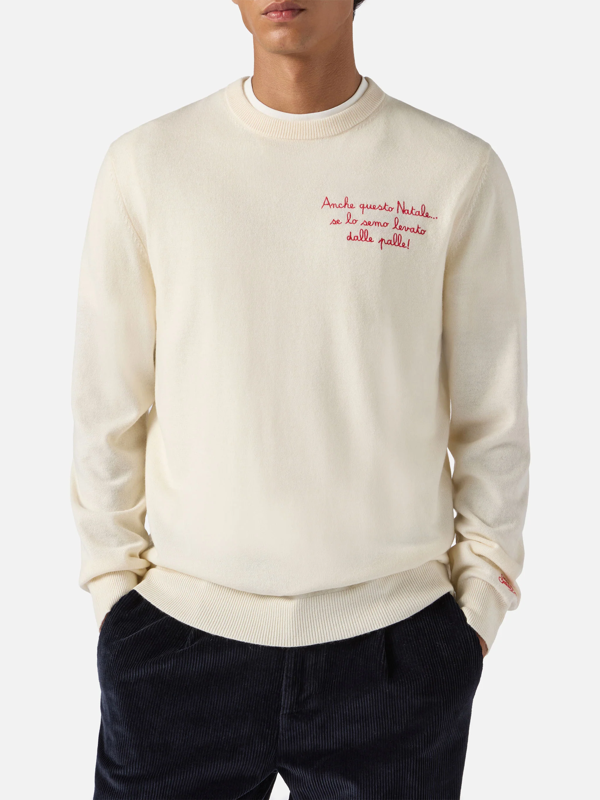 Crewneck Heron Light with Anche questo Natale se lo semo levato dalle palle! embroidery | VACANZE DI NATALE SPECIAL EDITION - Image 2