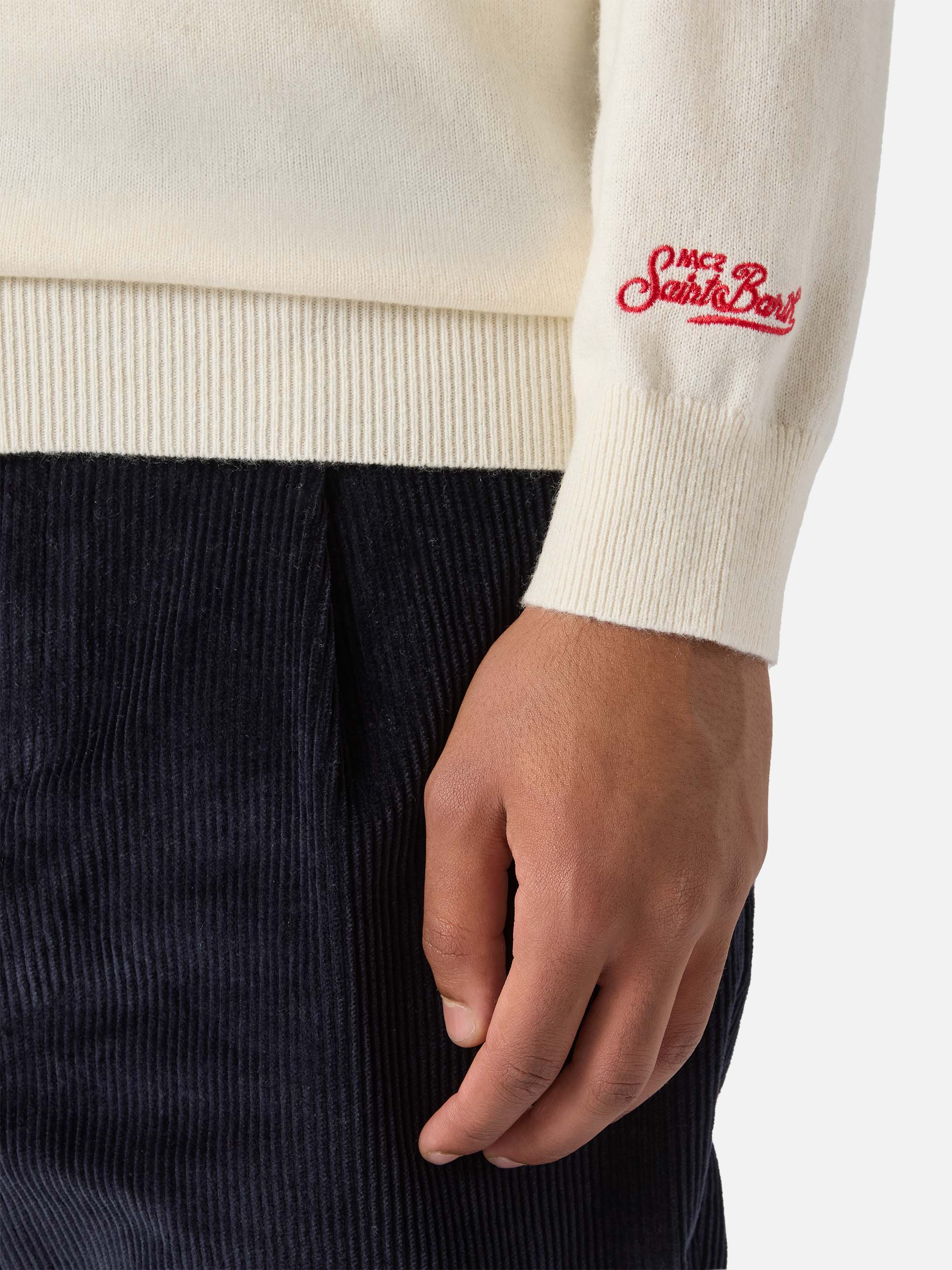 Crewneck Heron Light with Anche questo Natale se lo semo levato dalle palle! embroidery | VACANZE DI NATALE SPECIAL EDITION - Image 3