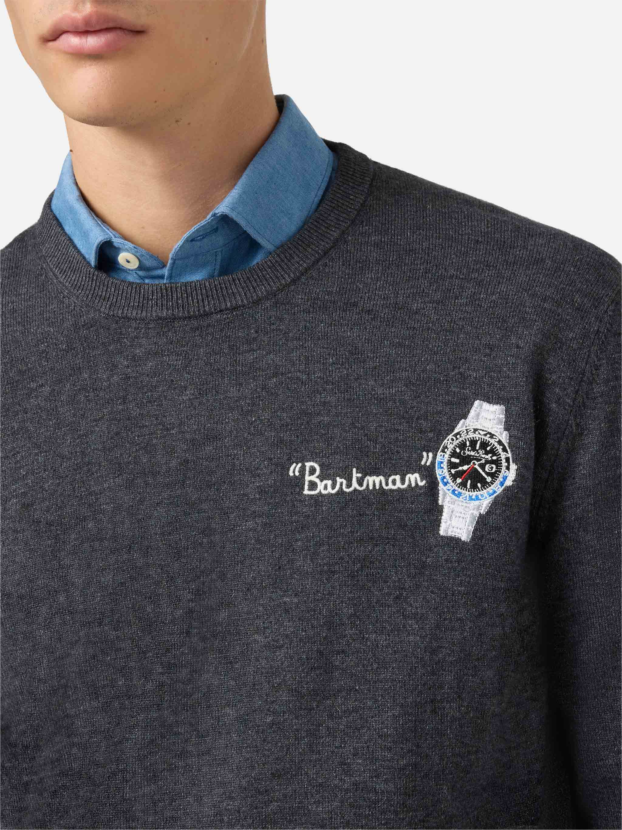 Heron Light sweater with Bartman embroidery