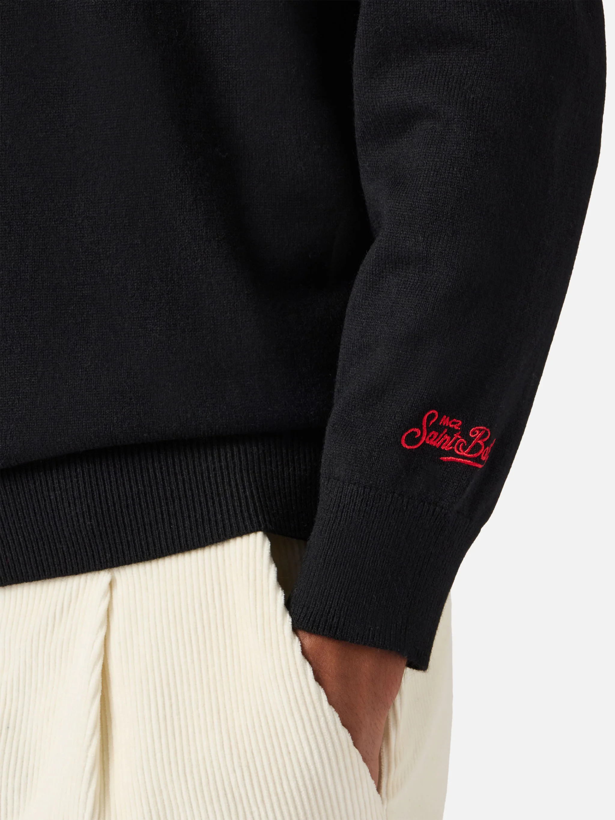 Crewneck sweater Heron Light with Caffè Corretti Negroni Sbagliati embroidery - Image 3
