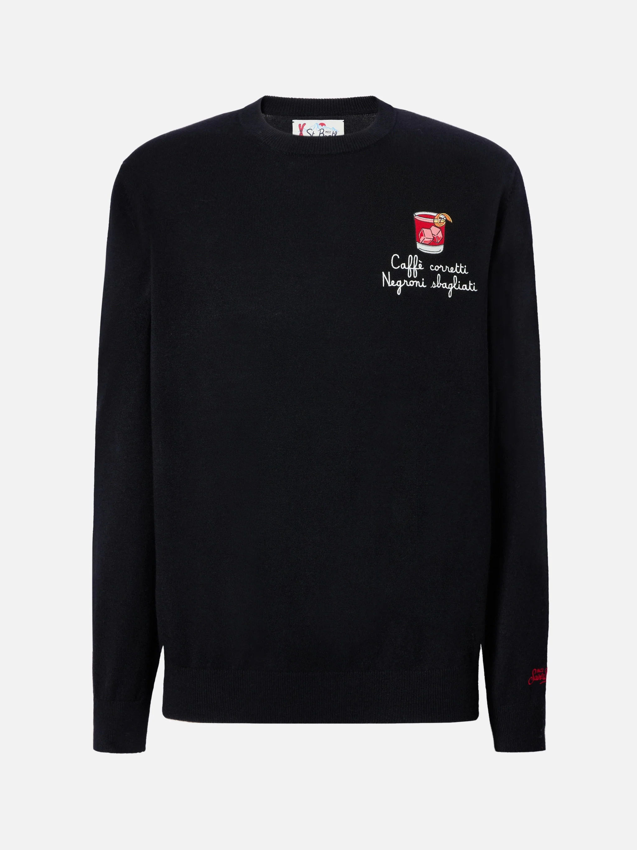 Crewneck sweater Heron Light with Caffè Corretti Negroni Sbagliati embroidery - Image 5