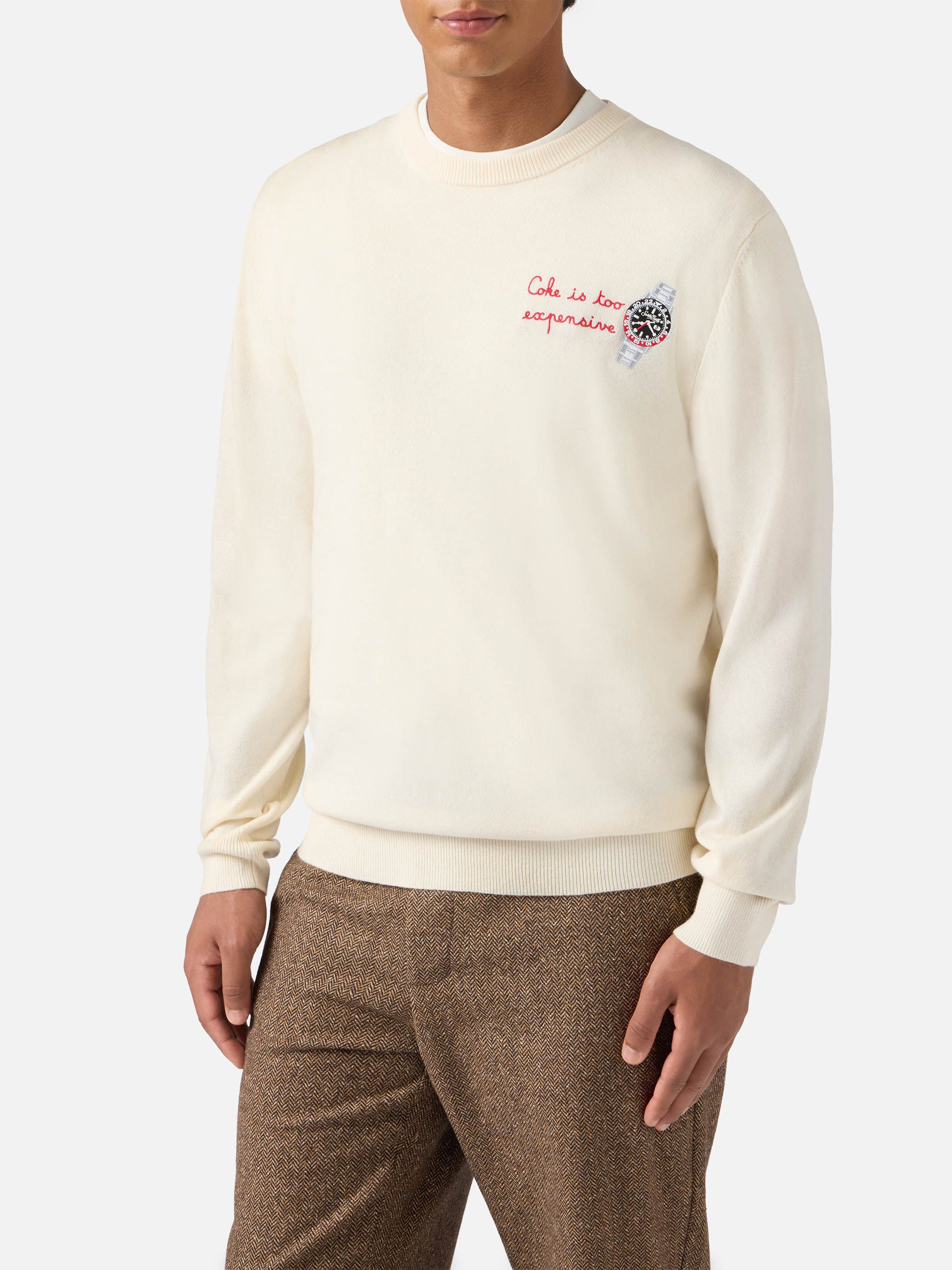 Crewneck sweater Heron Light with Coke is too expensive embroidery - Image 2