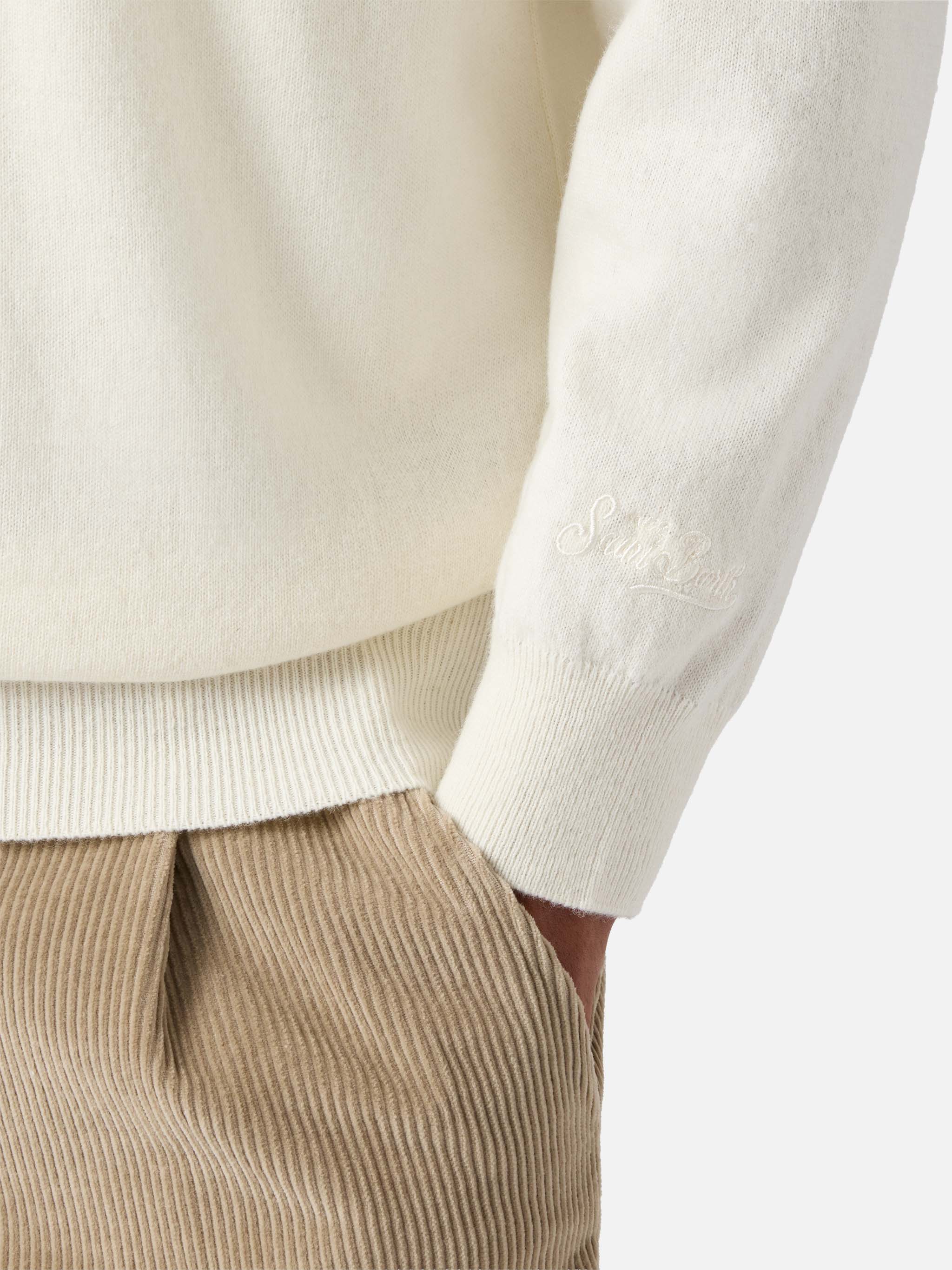 Crewneck Heron Light with E nun m'angoscià embroidery | VACANZE DI NATALE SPECIAL EDITION - Image 3