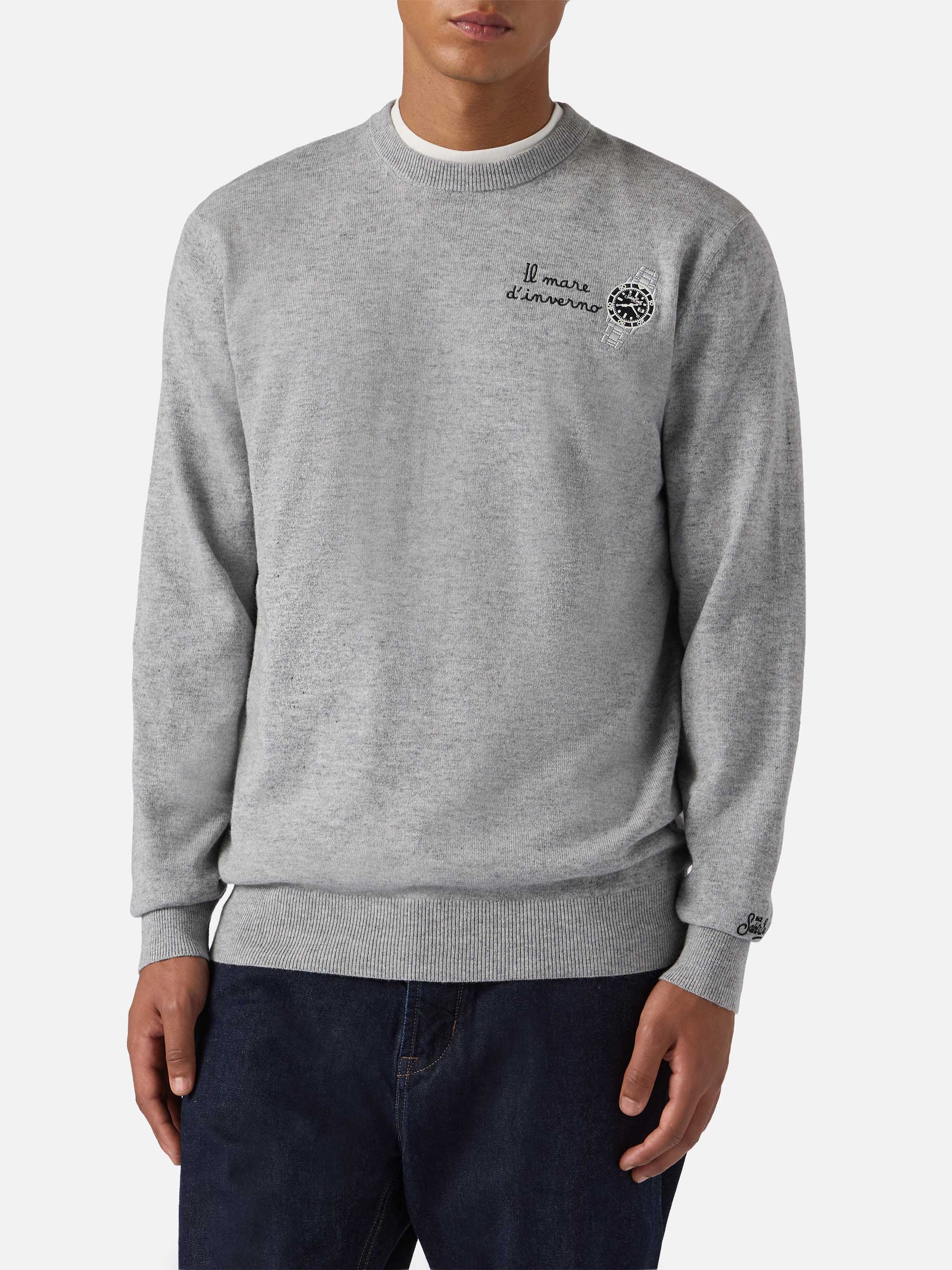 Crewneck sweater Heron Light with Il mare d'inverno embroidery - Image 2