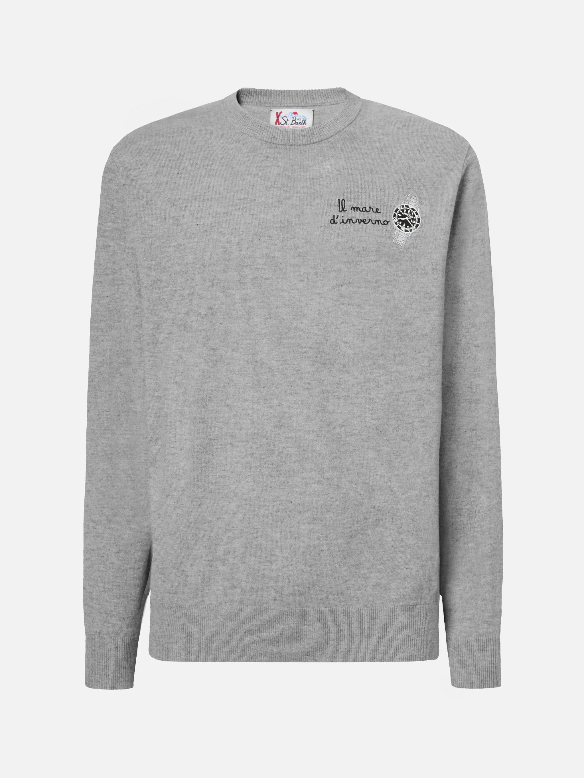 Crewneck sweater Heron Light with Il mare d'inverno embroidery - Image 5