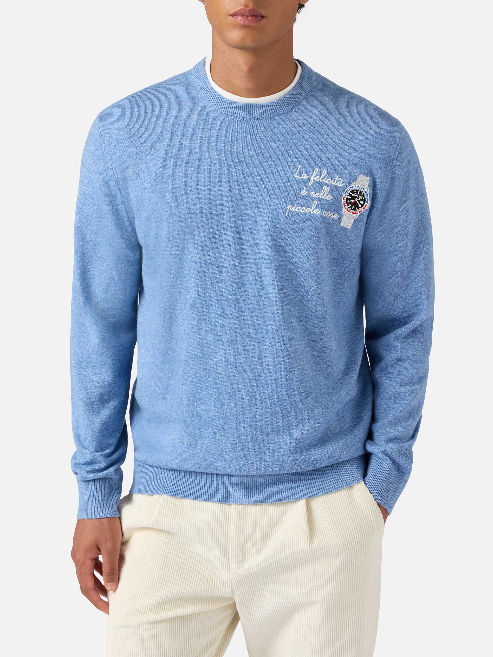 Crewneck sweater Heron Light with La felicità è nelle piccole cose embroidery - Image 2