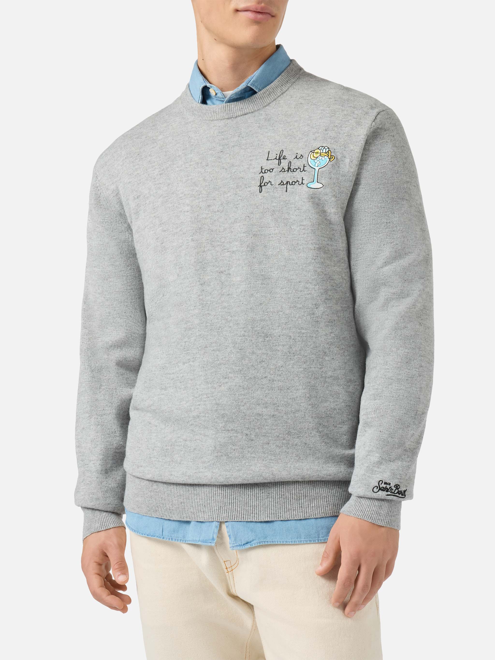 Crewneck sweater Heron Light with Life is too short for sport embroidery - Image 2