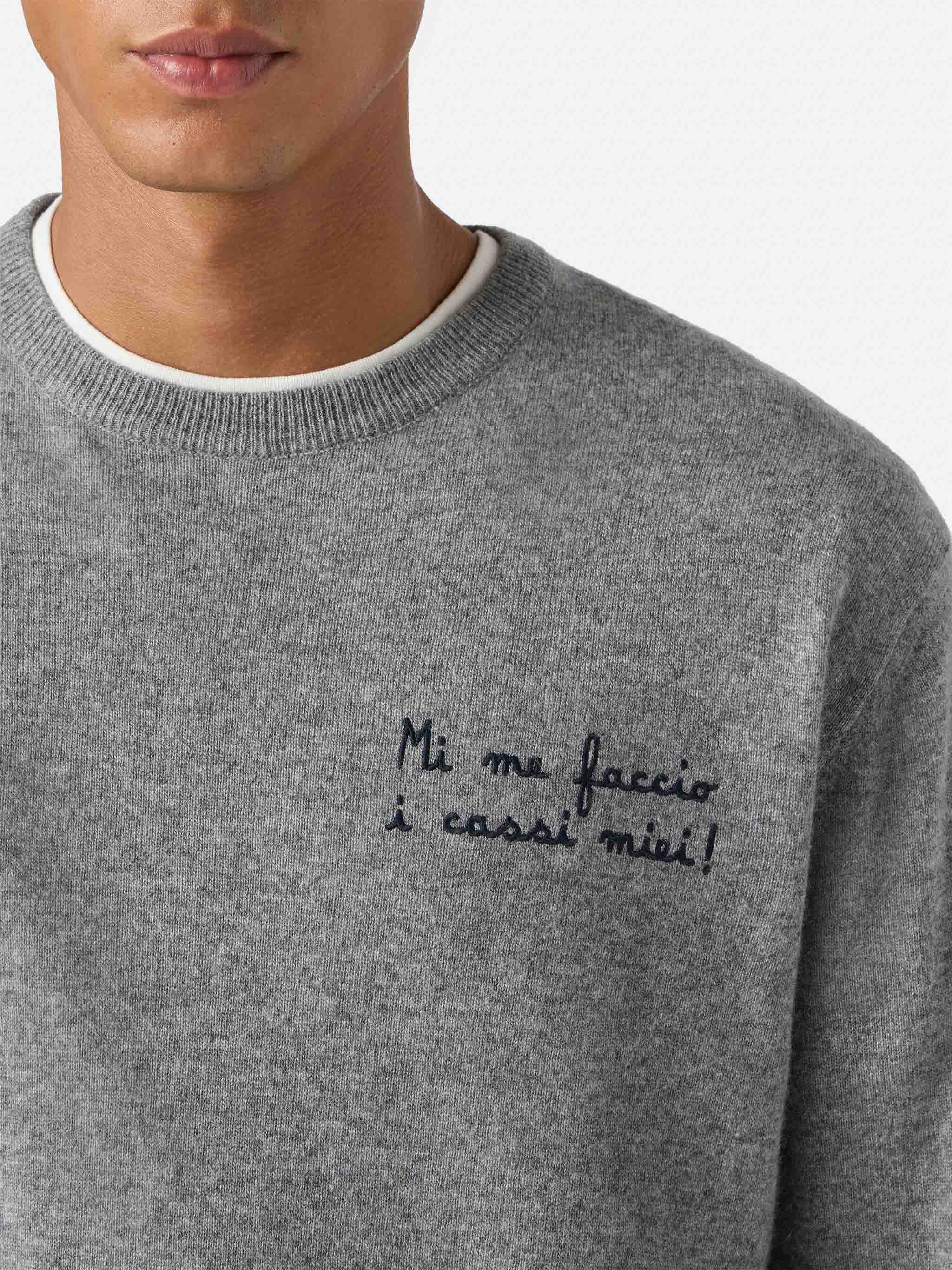 Crewneck Heron Light with Mi me faccio i cassi miei! embroidery | VACANZE DI NATALE SPECIAL EDITION