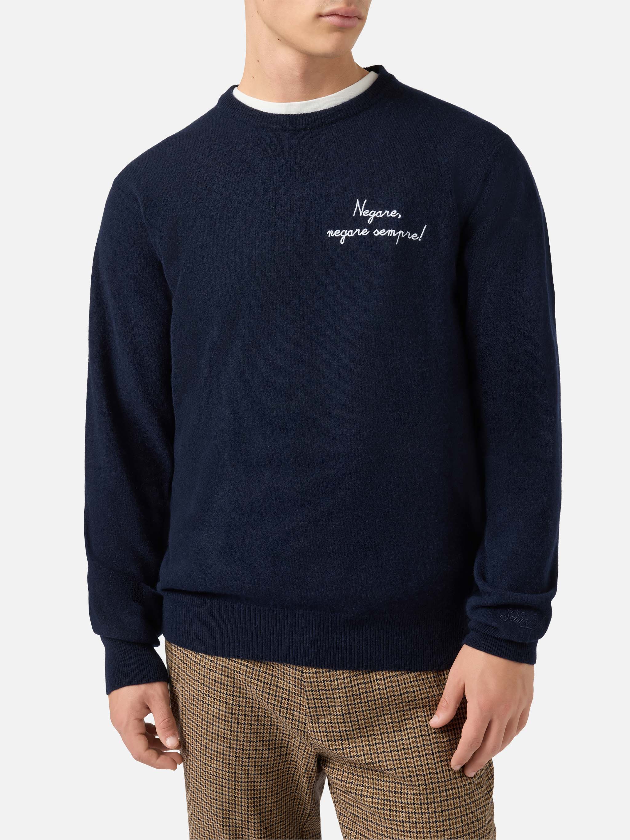 Crewneck Heron Light with Negare, negare sempre! embroidery | VACANZE DI NATALE SPECIAL EDITION - Image 2