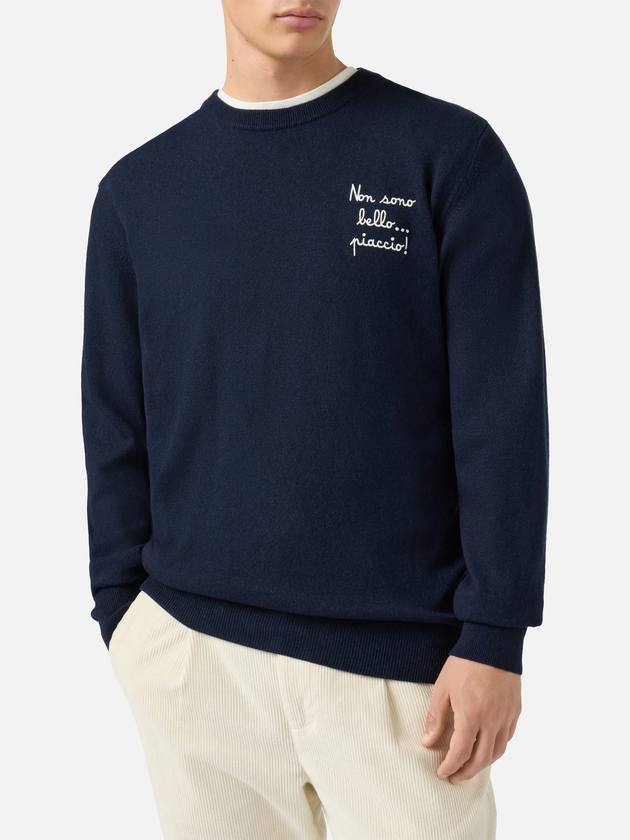 Crewneck Heron Light with Non sono bello, piaccio! embroidery | VACANZE DI NATALE SPECIAL EDITION - Image 2