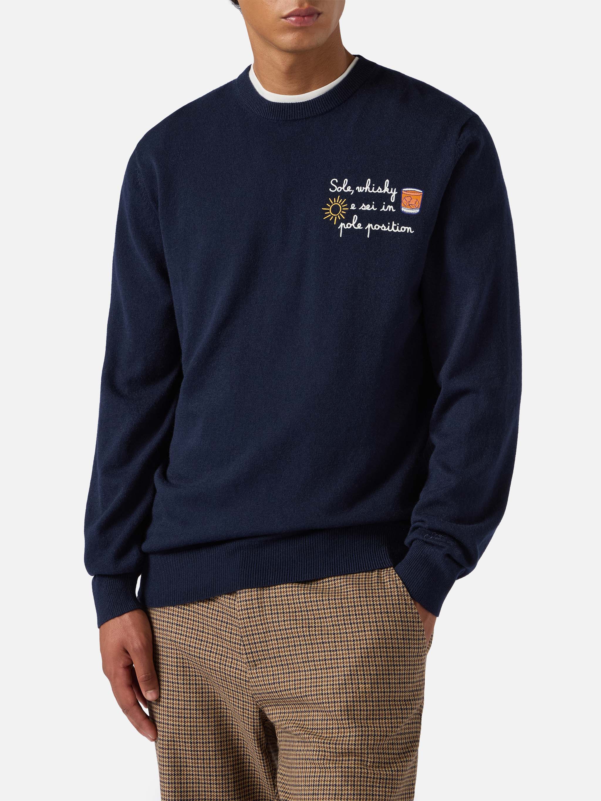 Crewneck Heron Light with Sole, whisky e sei in pole position! embroidery | VACANZE DI NATALE SPECIAL EDITION - Image 2