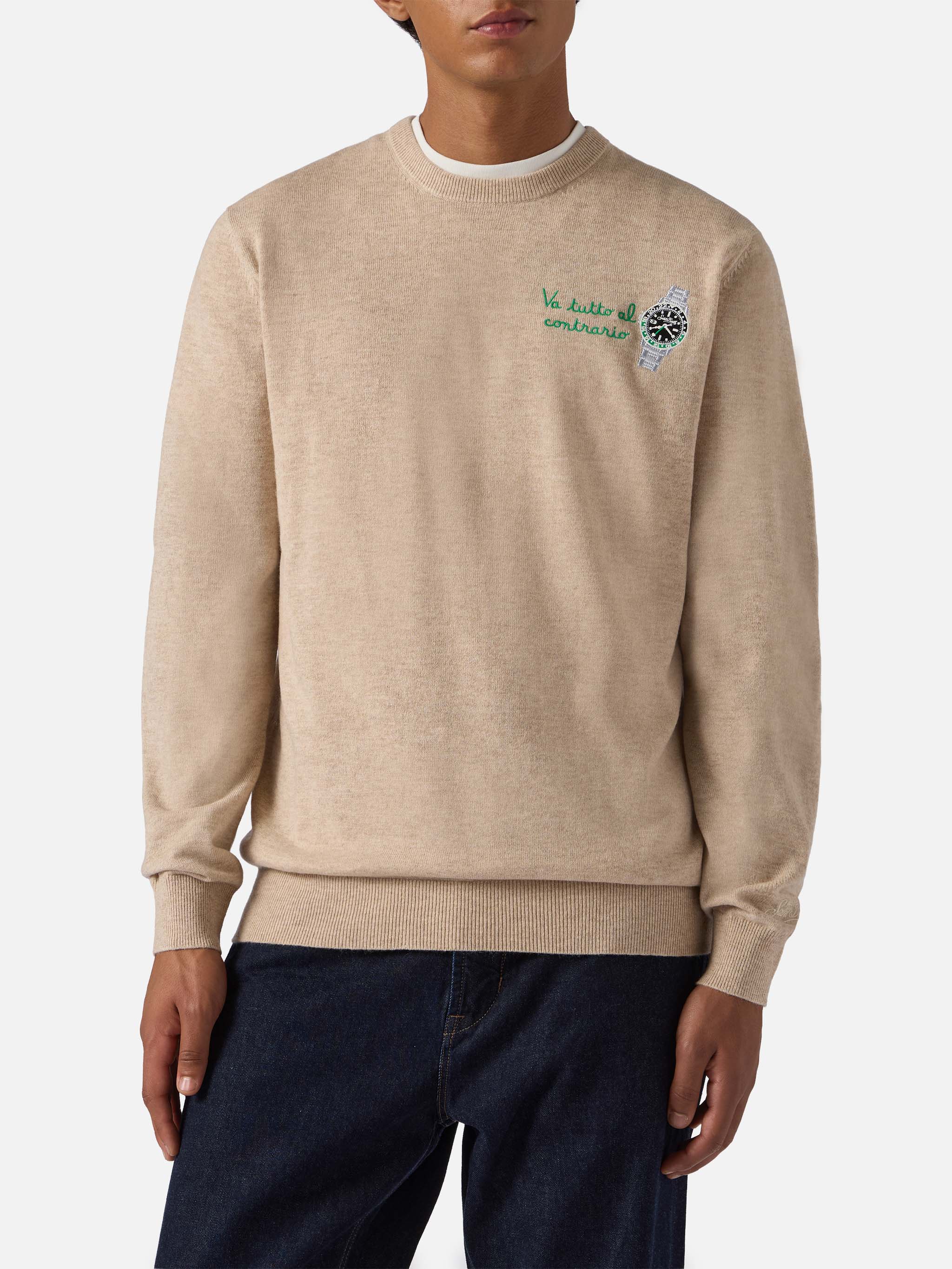 Crewneck sweater Heron Light with Va tutto al contrario embroidery - Image 2