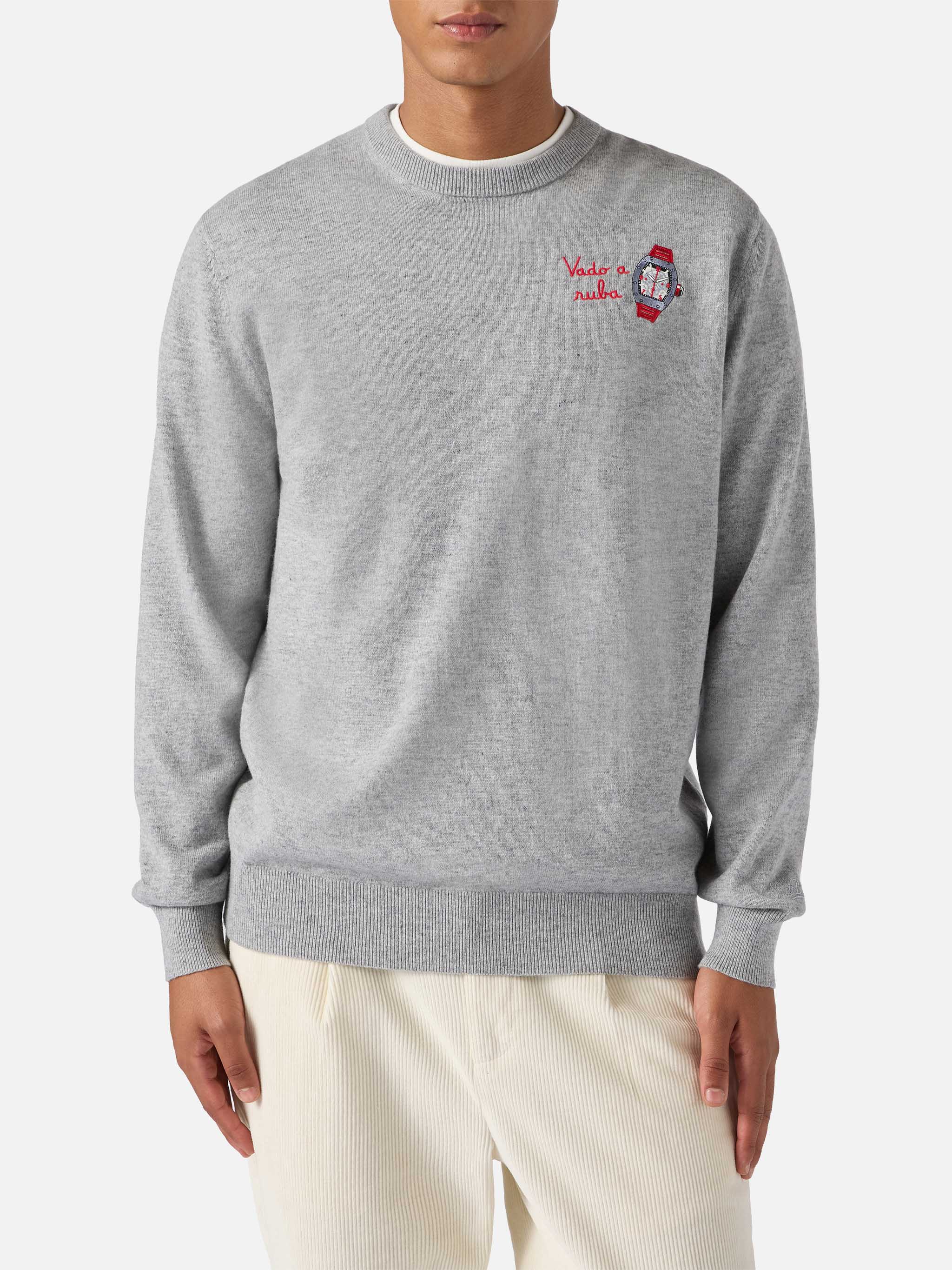 Crewneck sweater Heron Light with Vado a ruba embroidery - Image 2