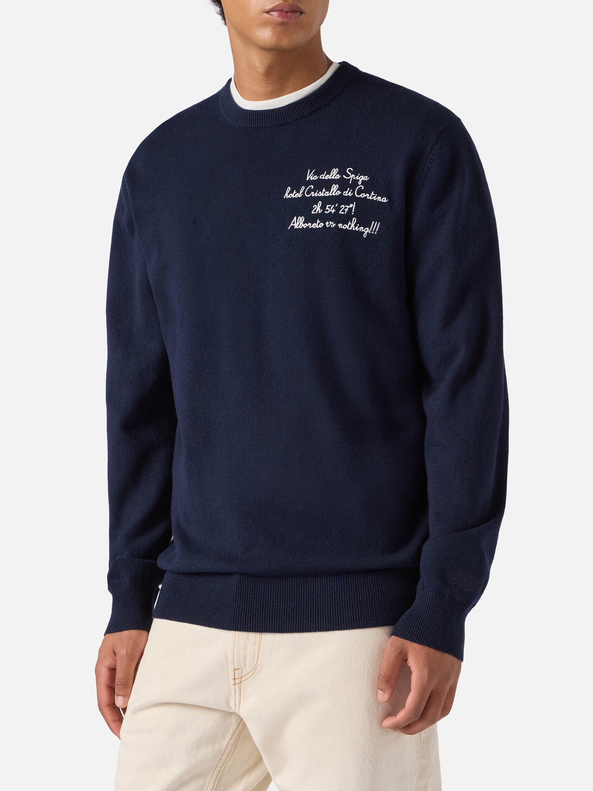 Crewneck Heron Light with Via della Spiga… Alboreto is nothing! embroidery | VACANZE DI NATALE SPECIAL EDITION - Image 2