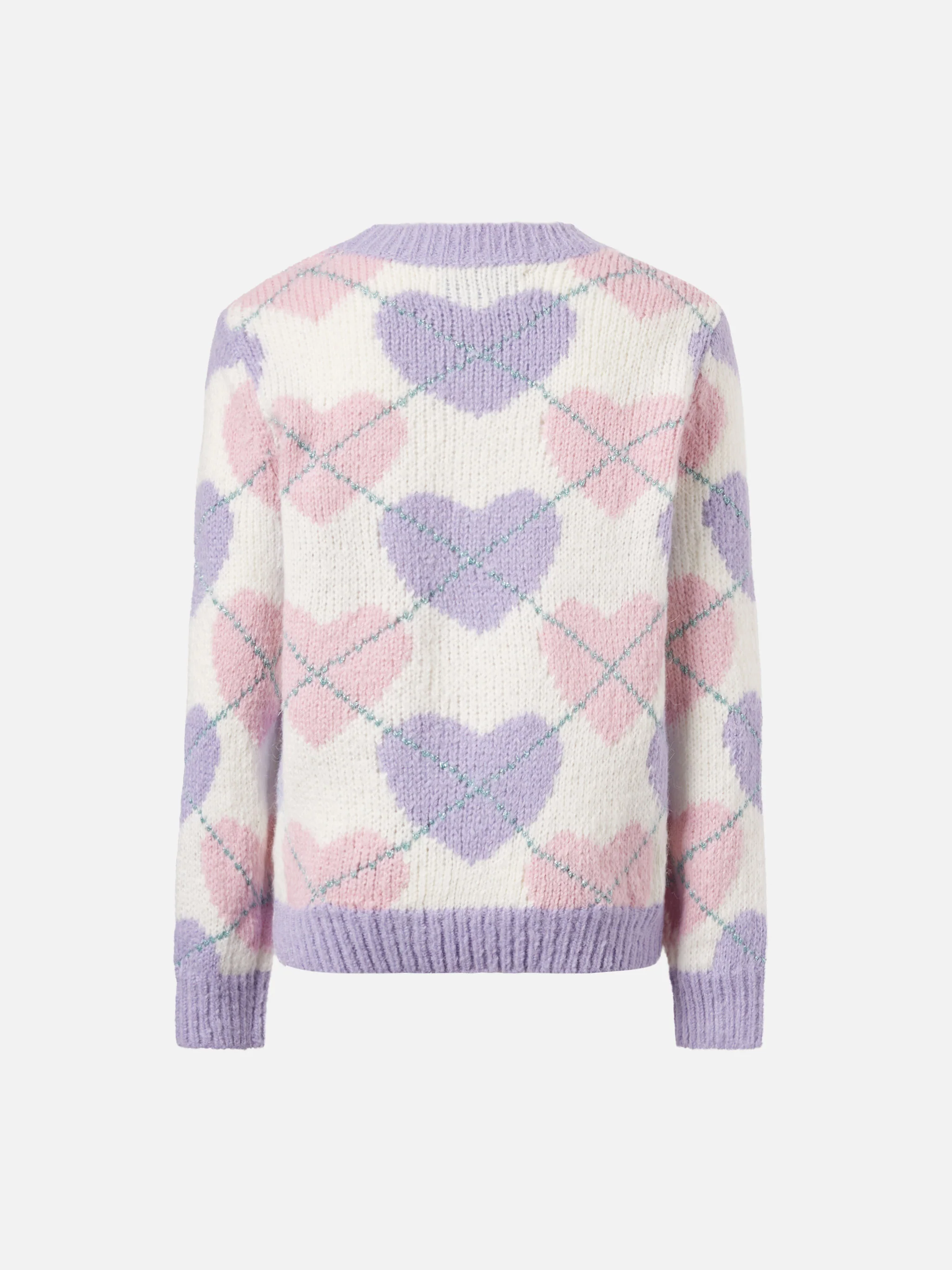 Crewneck sweater with heart argyle jacquard - Image 3