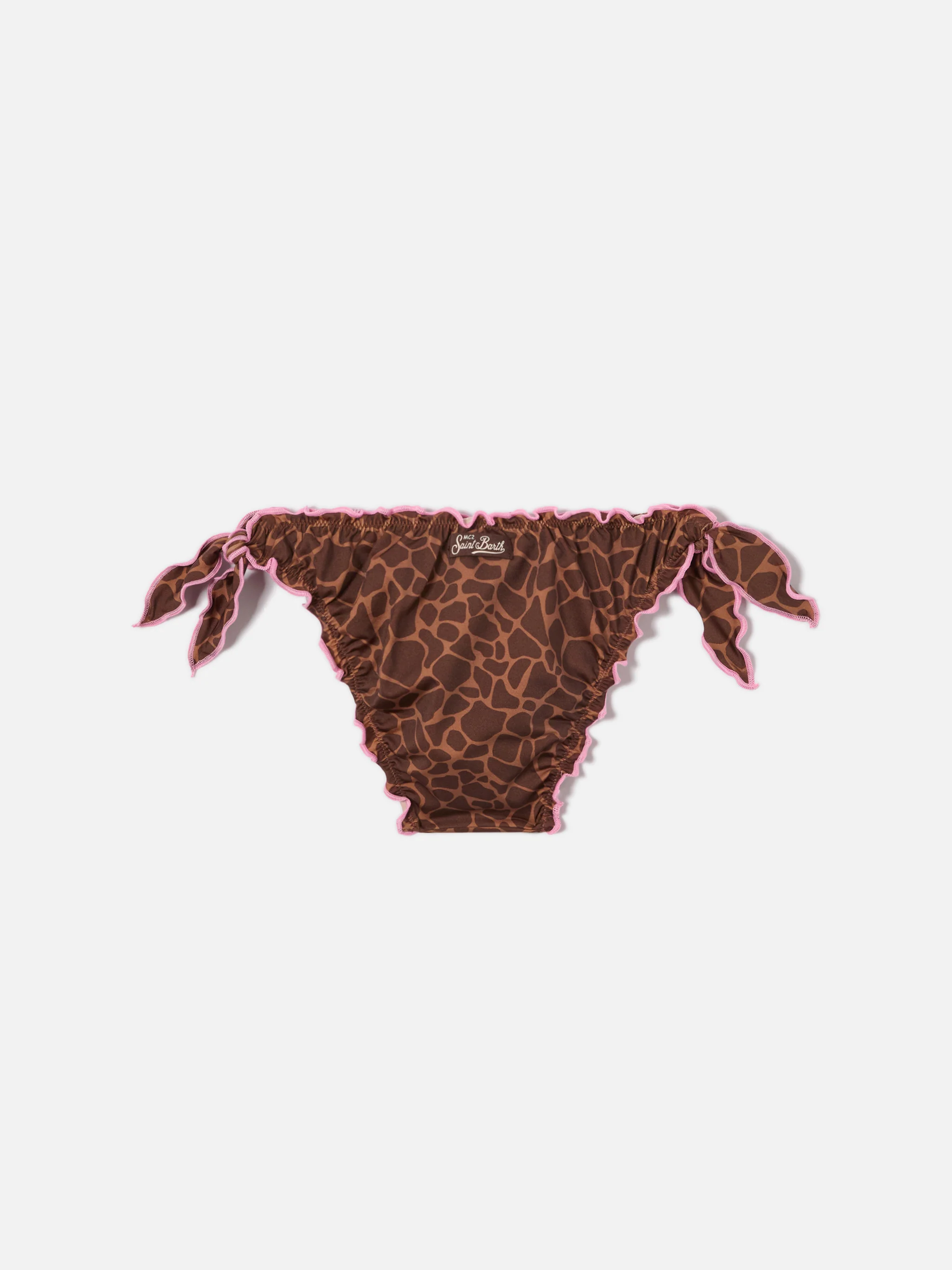 Cric brown animal print swim briefs with contrasting edges - Image 2
