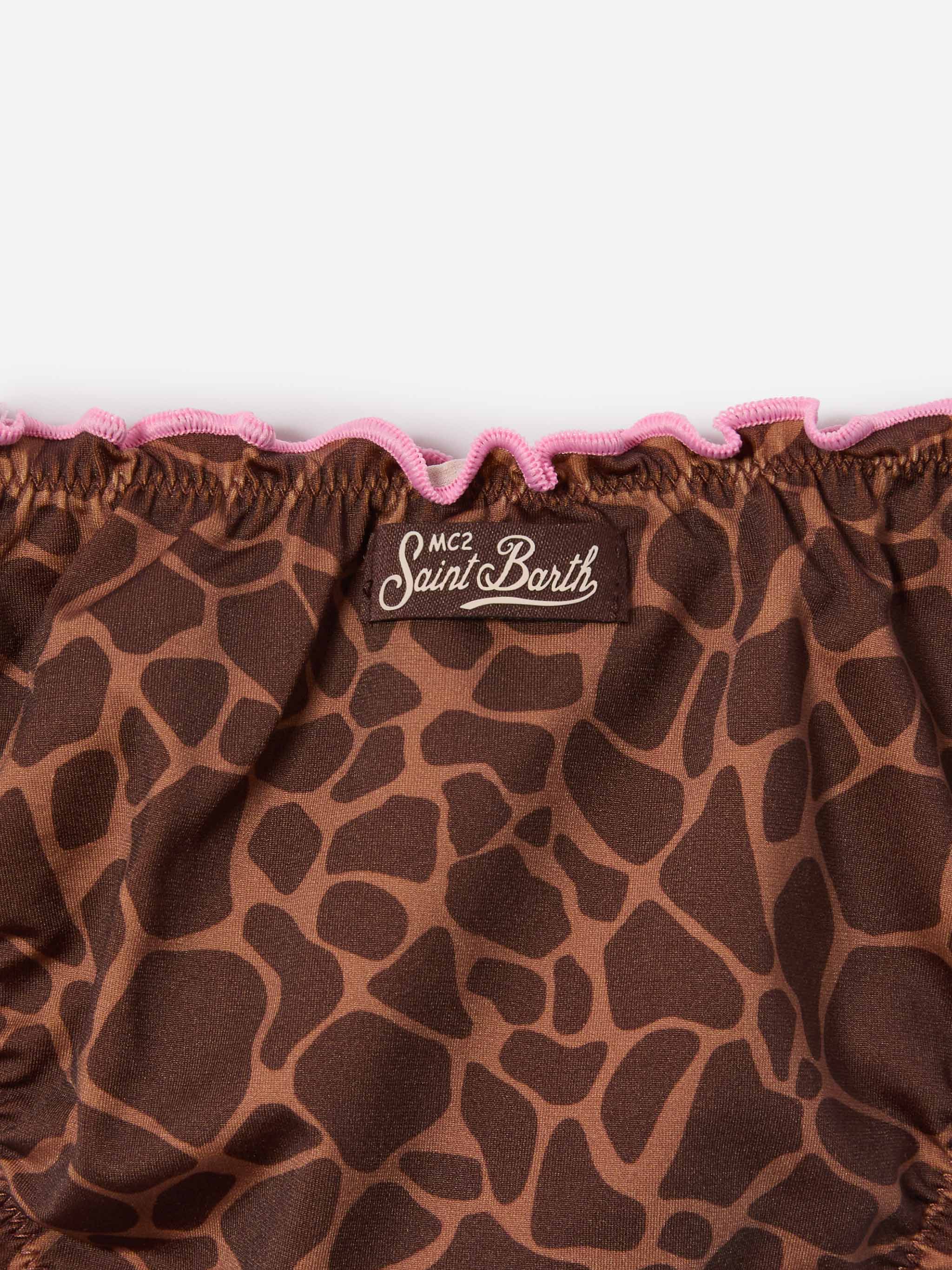 Cric brown animal print swim briefs with contrasting edges - Image 3