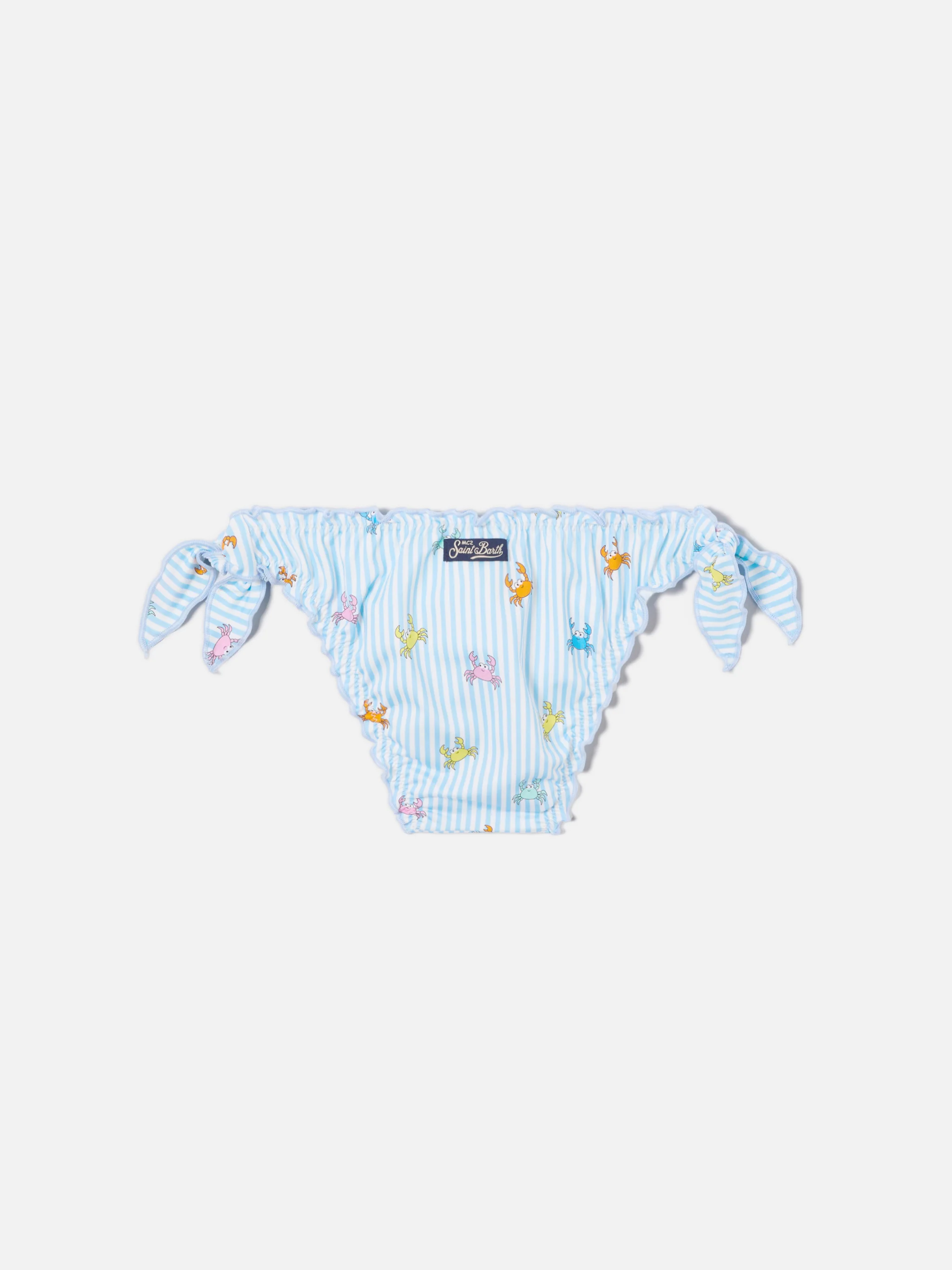 Cric light blue striped swim briefs with crab print - Image 2