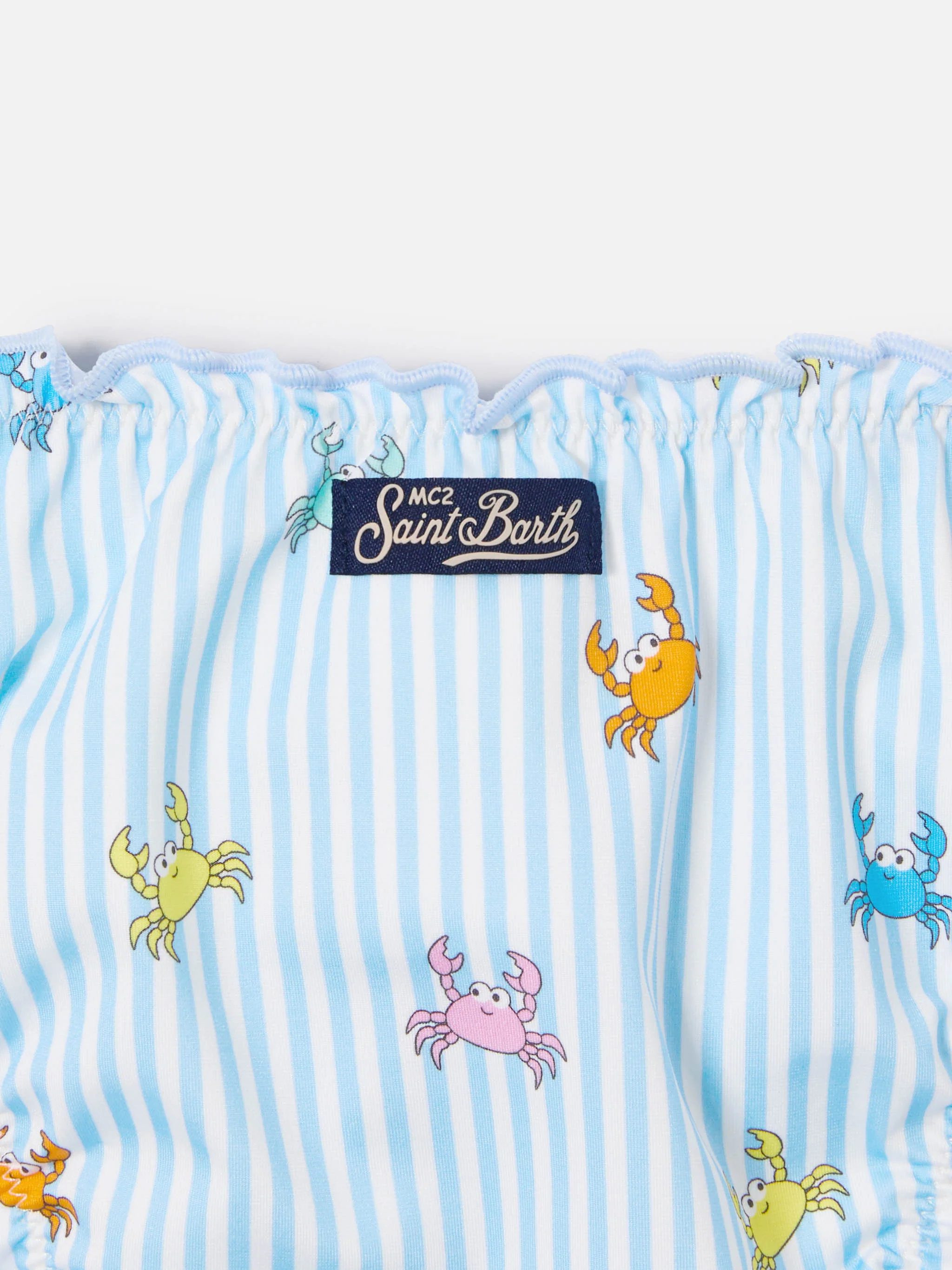Cric light blue striped swim briefs with crab print - Image 3