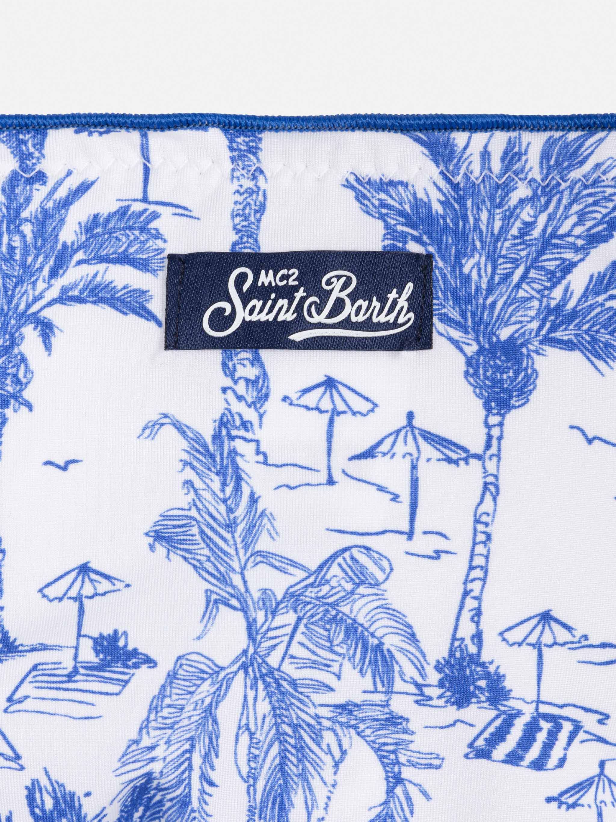Cris classic triangle bikini with toile de jouy print - Image 3