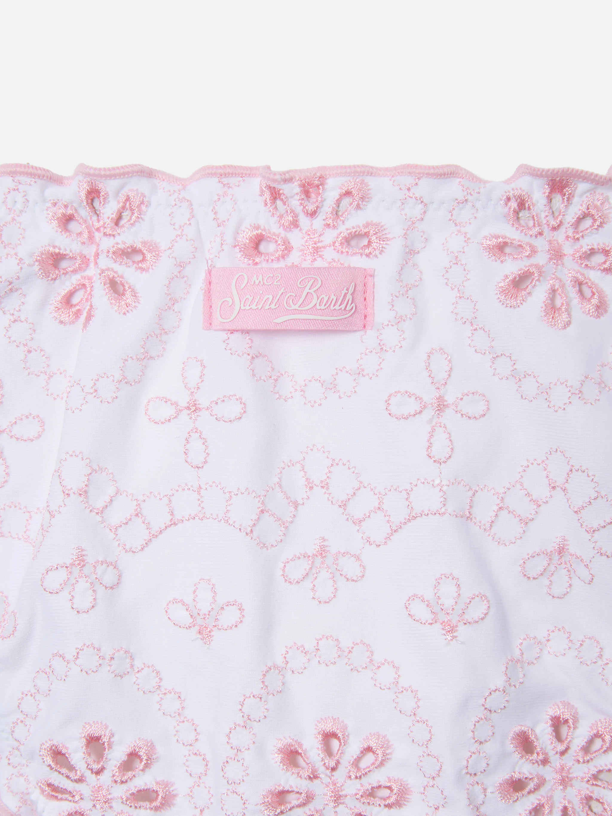 Cris sangallo bikini in white with pink embroidery - Image 3