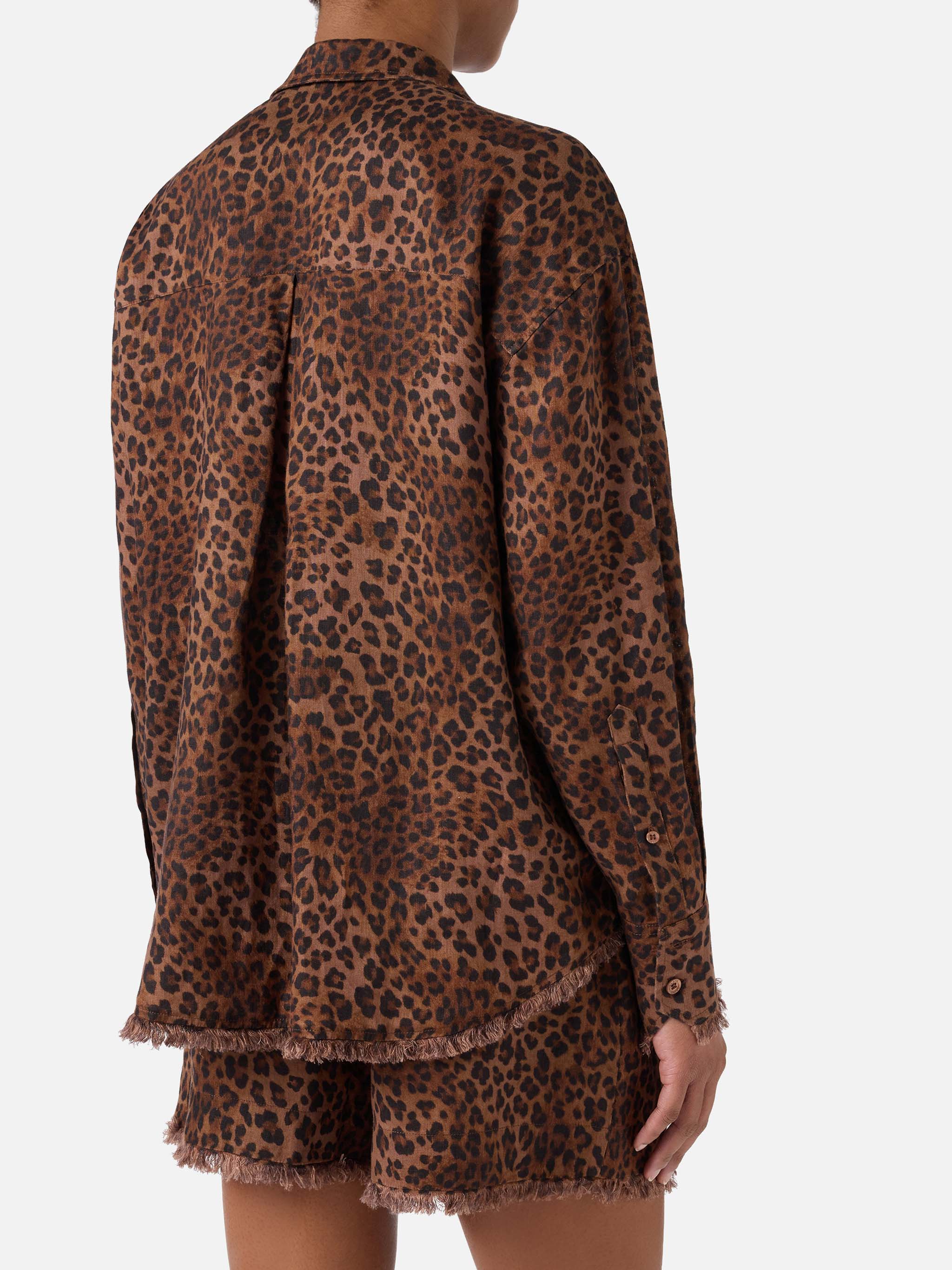 Cristal linen shirt with leopard print - Image 3