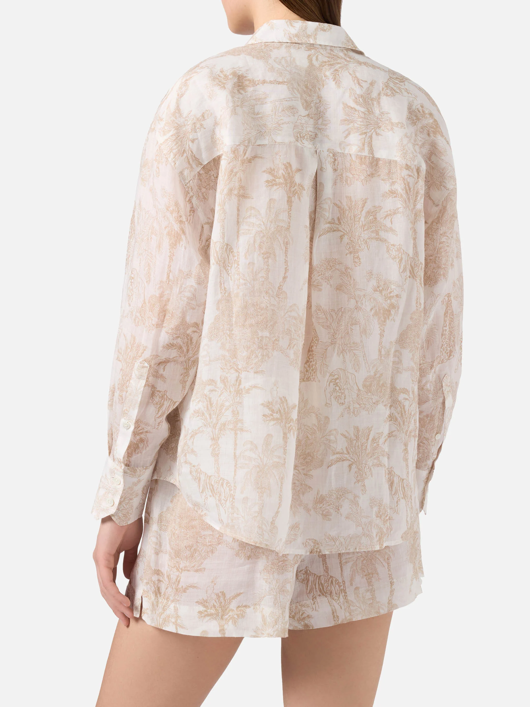 Cristal ramie shirt with beige toile de jouy print - Image 3