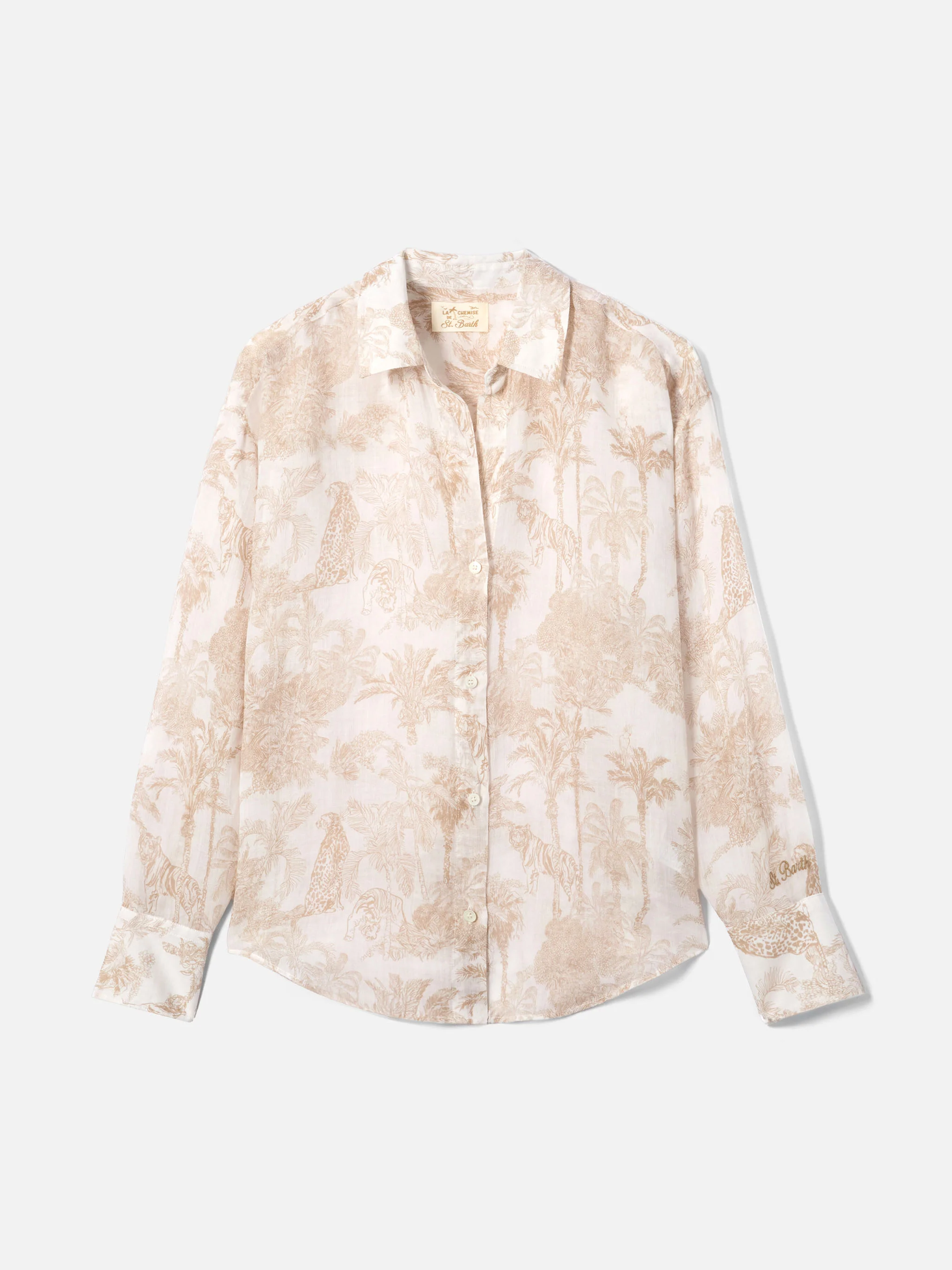 Cristal ramie shirt with beige toile de jouy print - Image 5