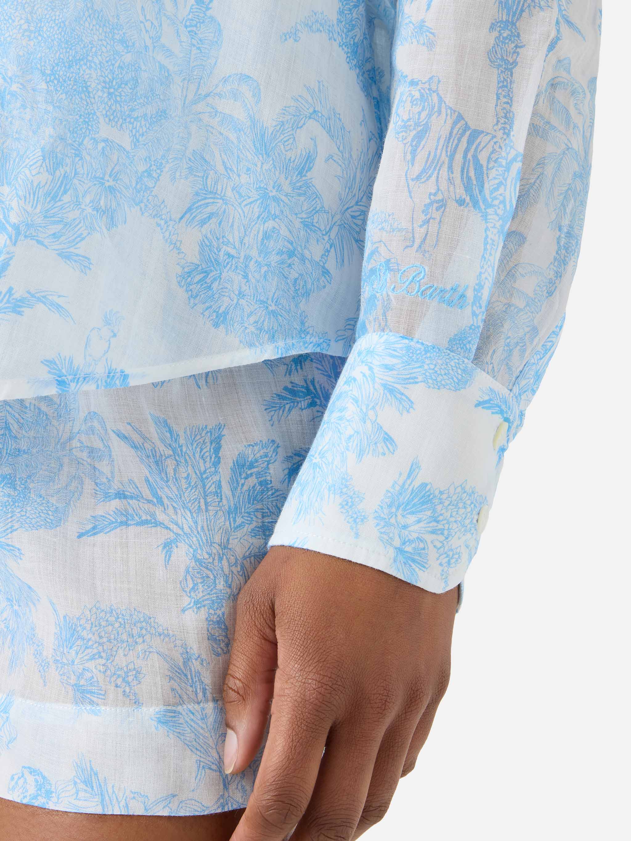 Cristal ramie shirt with light blue toile de jouy print - Image 3
