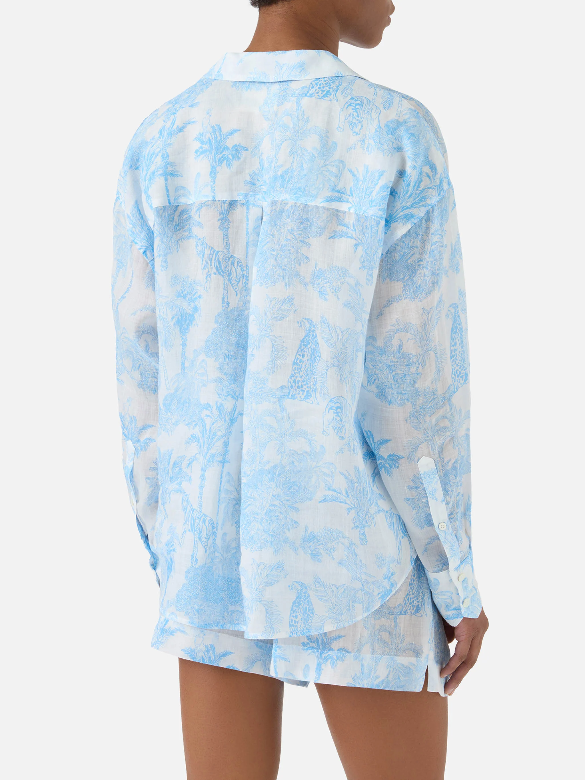 Cristal ramie shirt with light blue toile de jouy print - Image 4