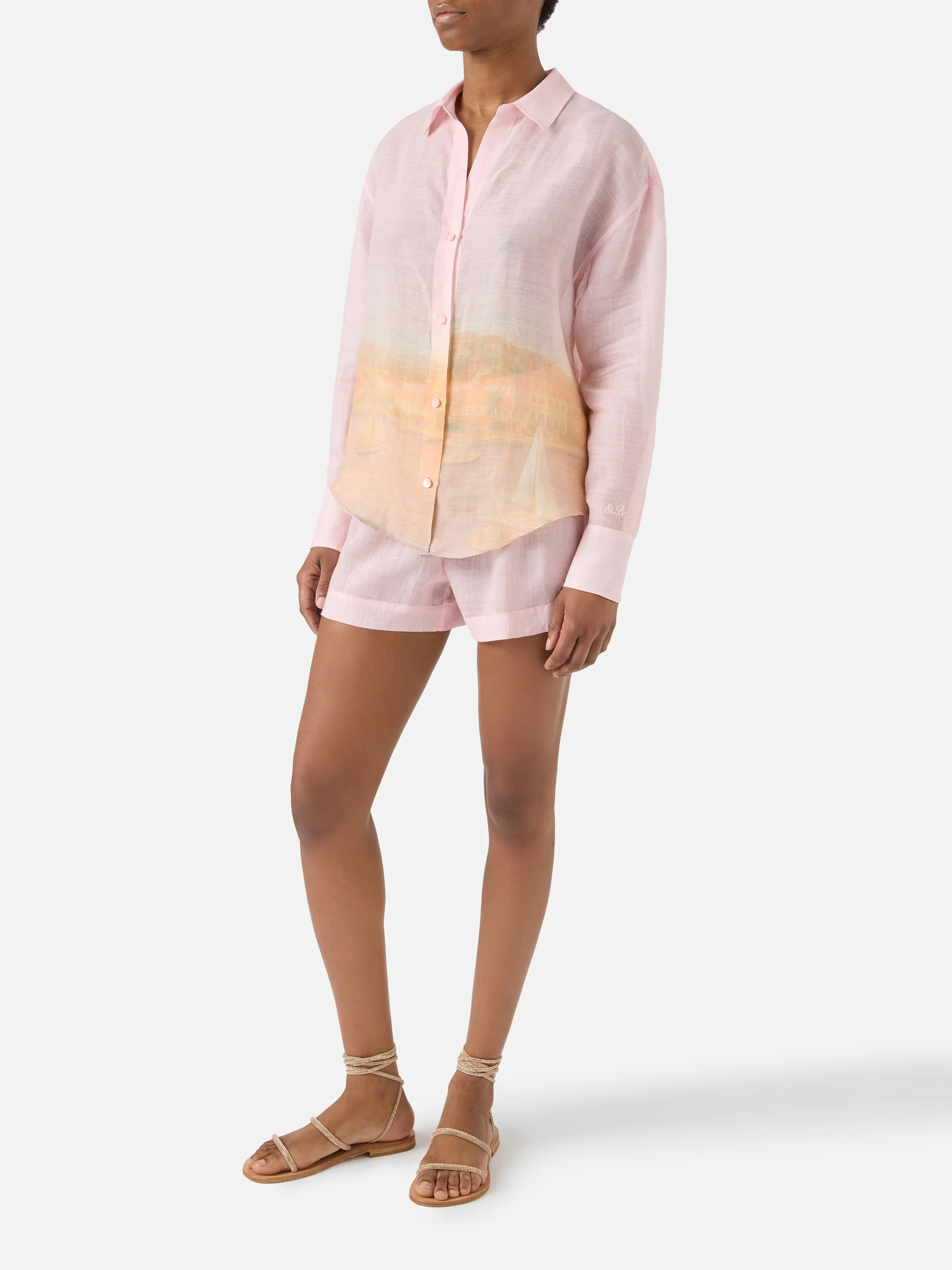 Cristal ramie shirt with sunset print - Image 2