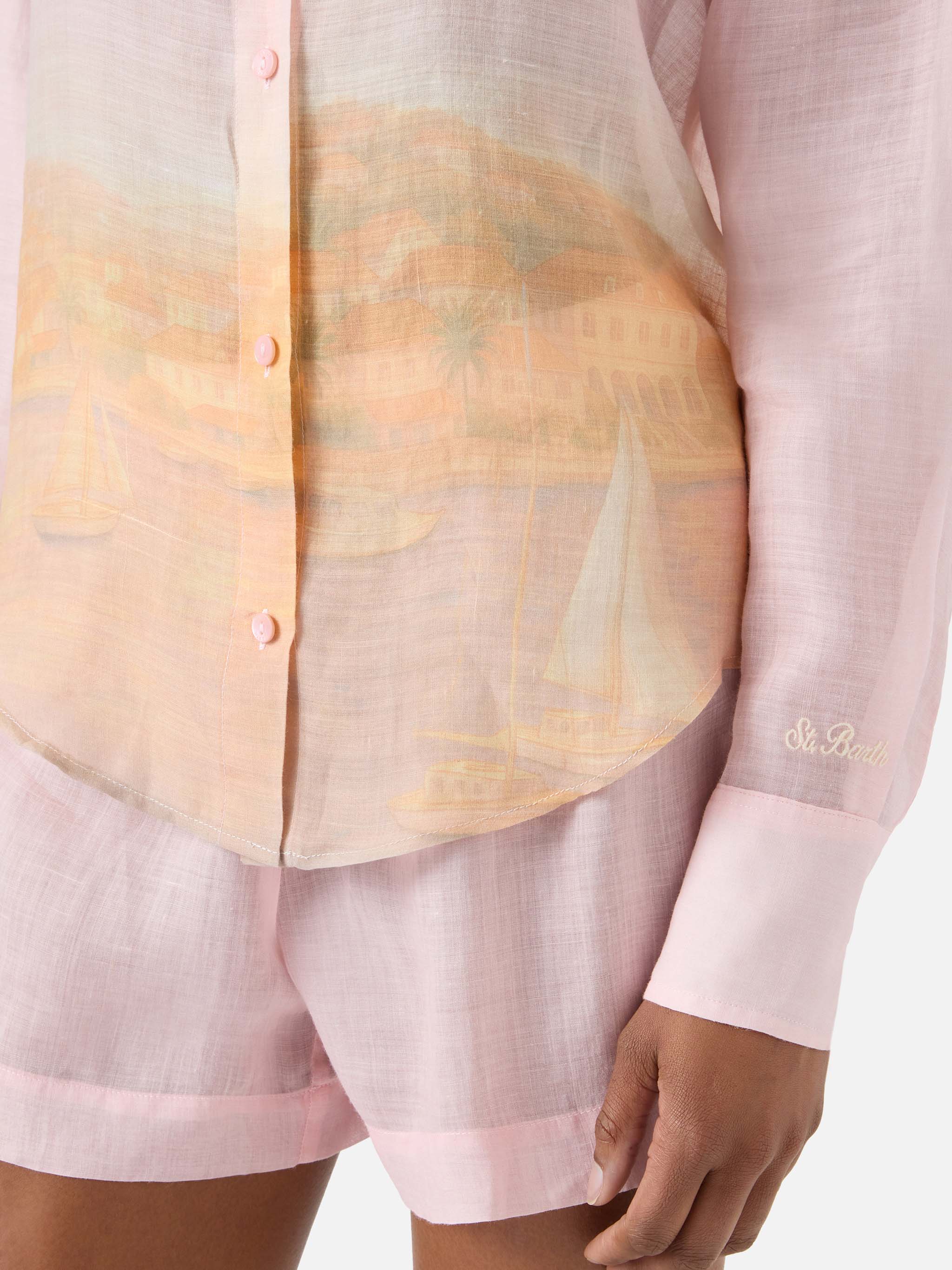 Cristal ramie shirt with sunset print - Image 3