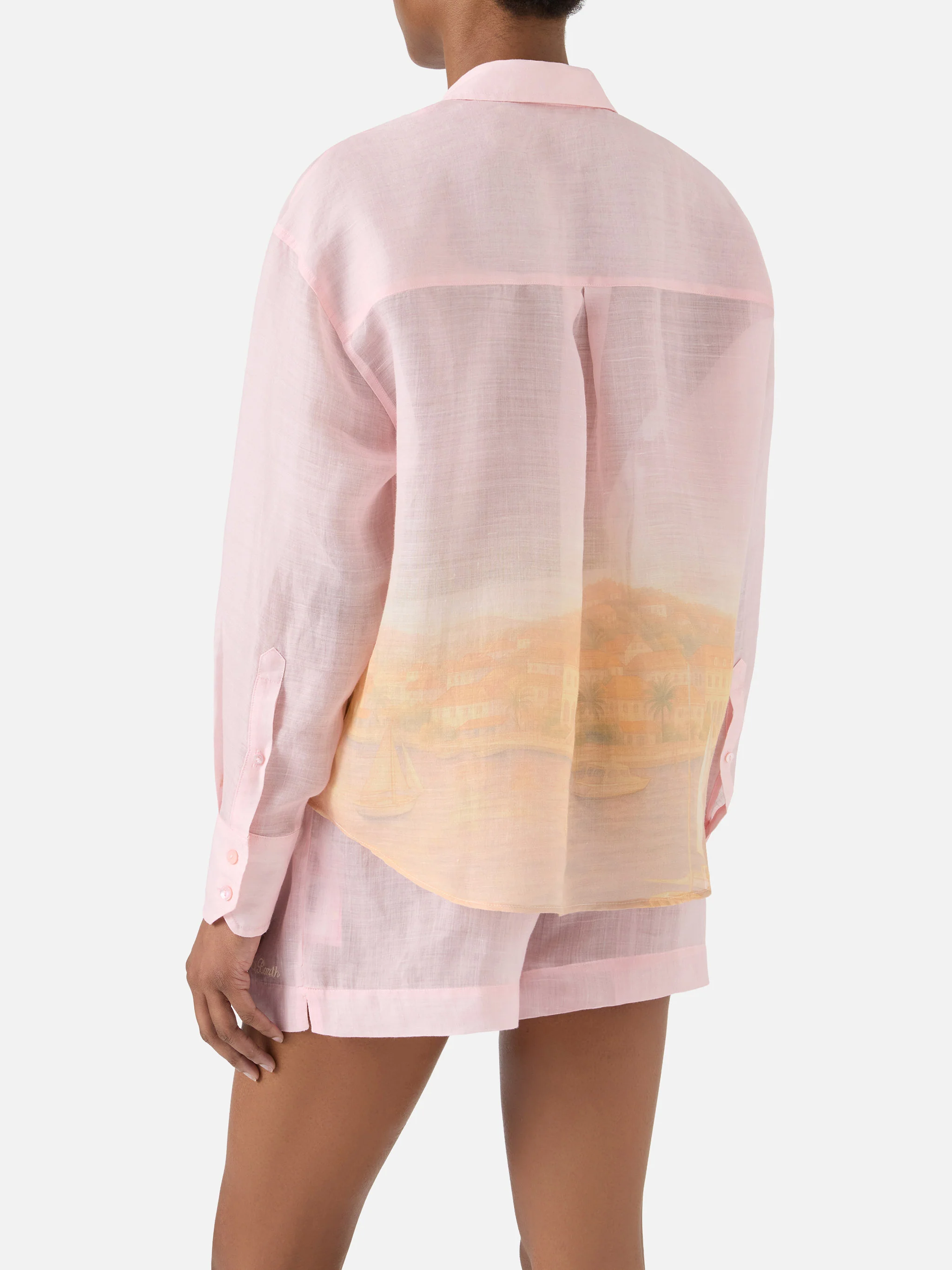 Cristal ramie shirt with sunset print - Image 4
