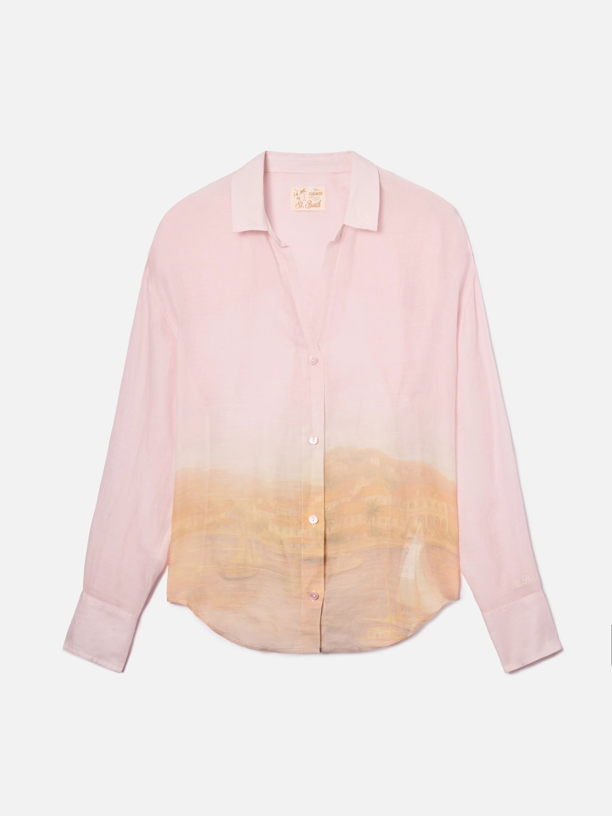 Cristal ramie shirt with sunset print - Image 5
