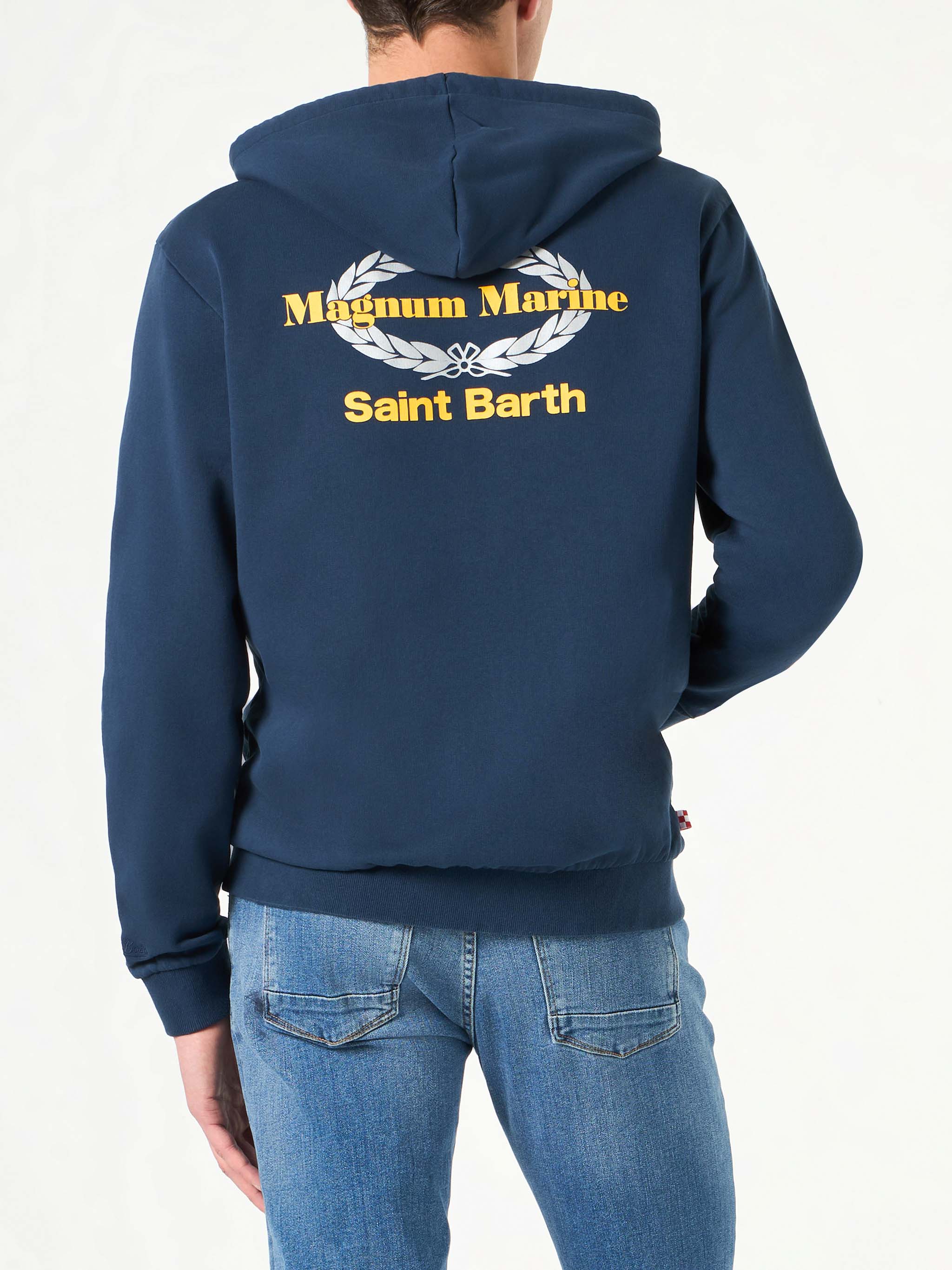 Blue cotton hoodie with Magnum Marine Saint Barth embroidery | MAGNUM MARINE SPECIAL EDITION - Image 2