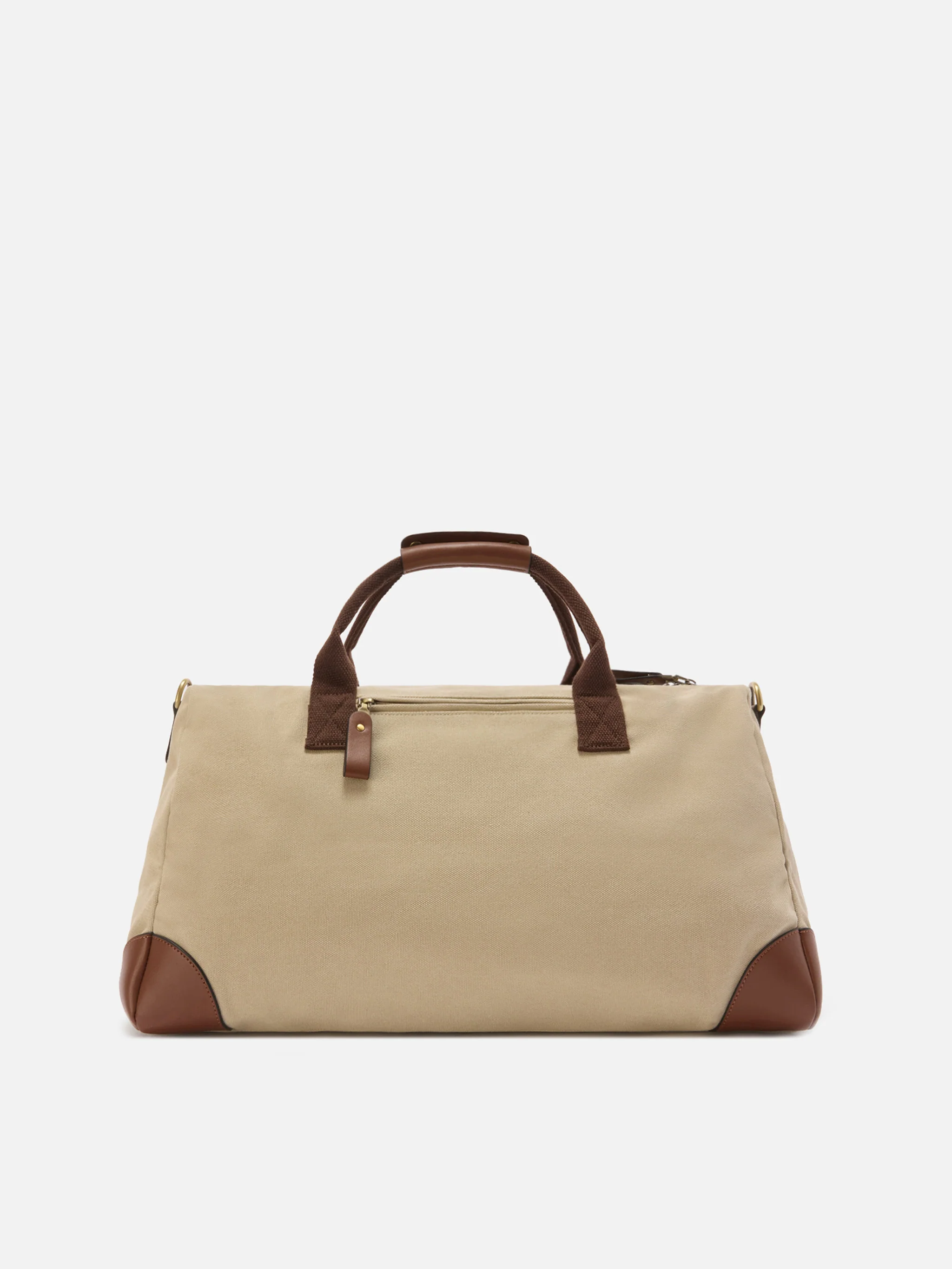 Daily beige cotton blend weekender with embroidered logo - Image 3