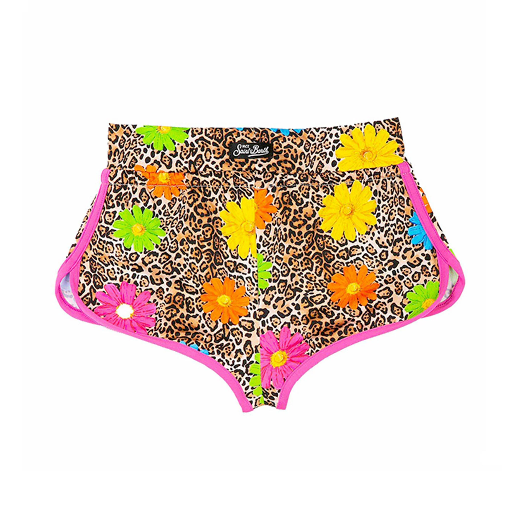 Girl beach shorts with daisy smile print - Image 2