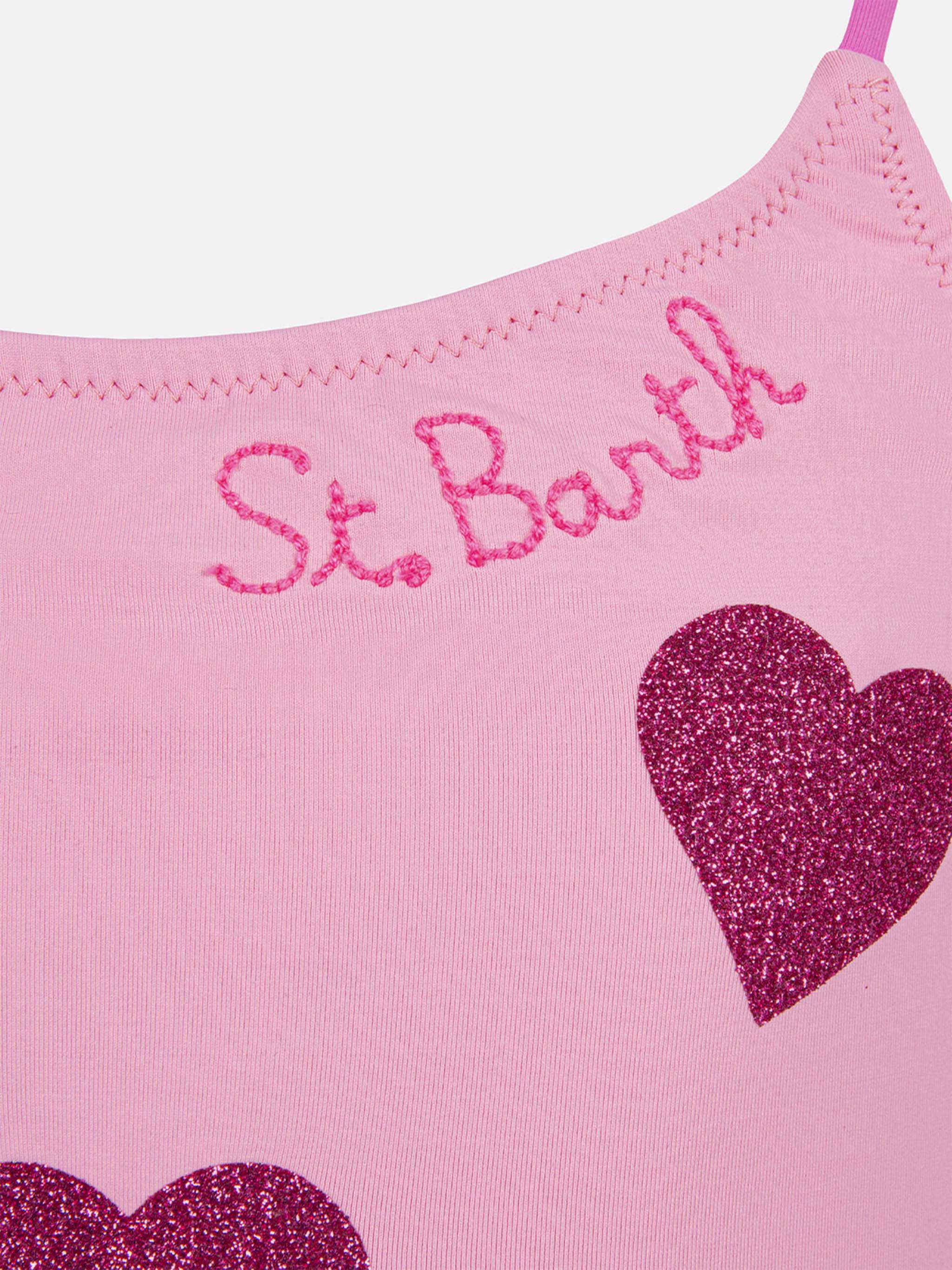 Dancer one-piece swimsuit with tulle ruffle and glittered hearts - Image 2