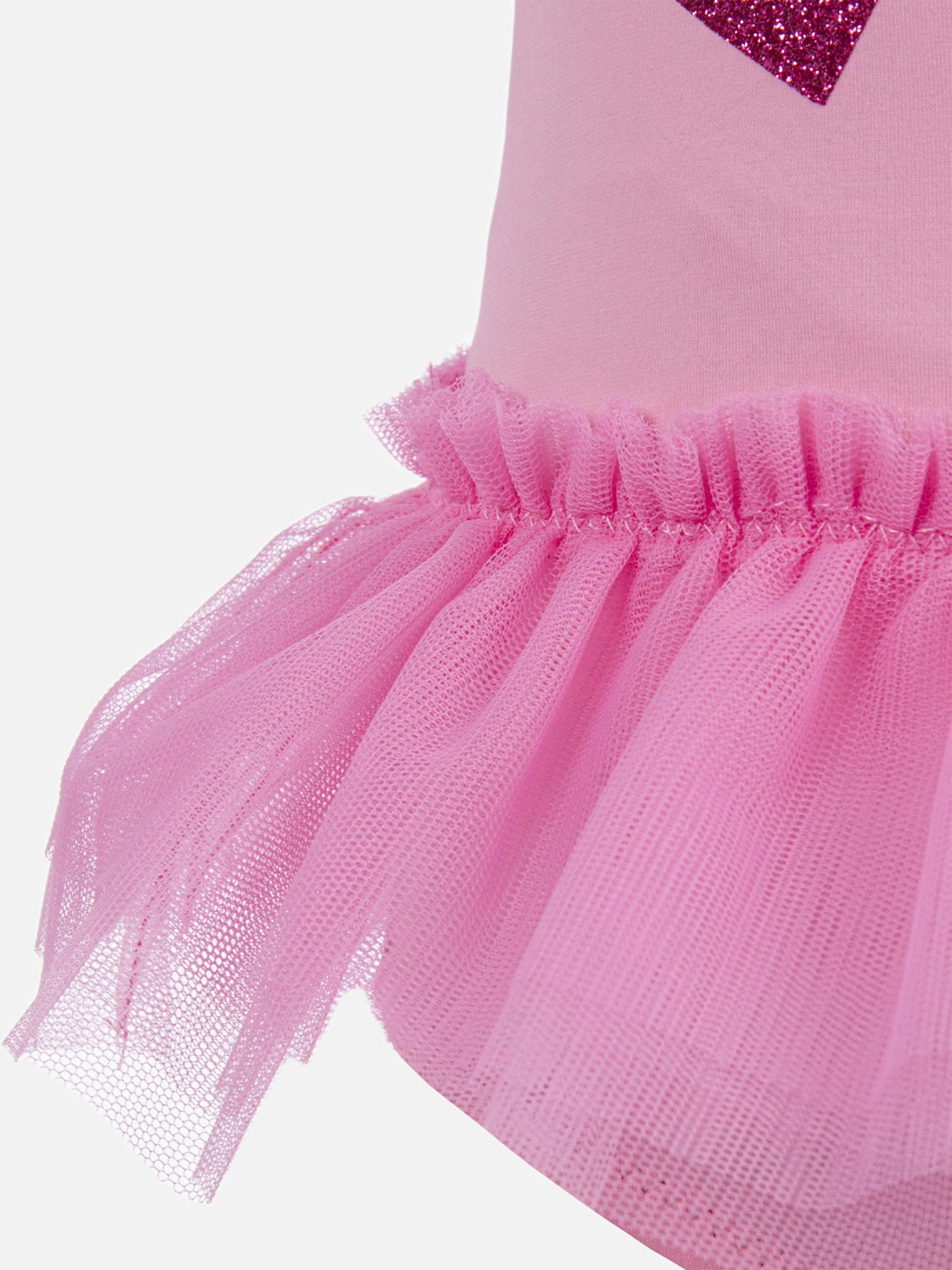Dancer one-piece swimsuit with tulle ruffle and glittered hearts - Image 4