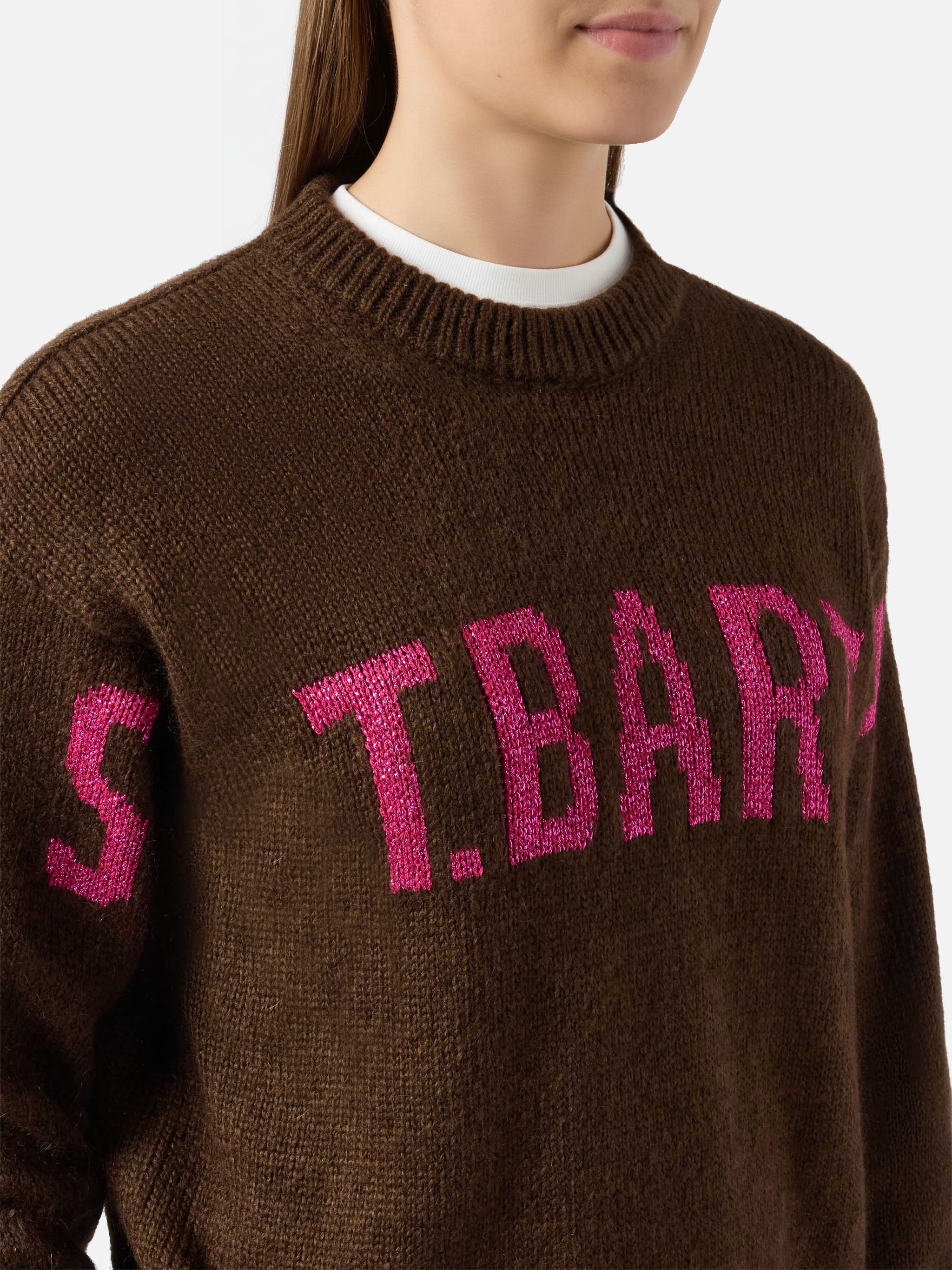 Danya alpaca-blend sweater in brown with St. Barth jacquard - Image 2