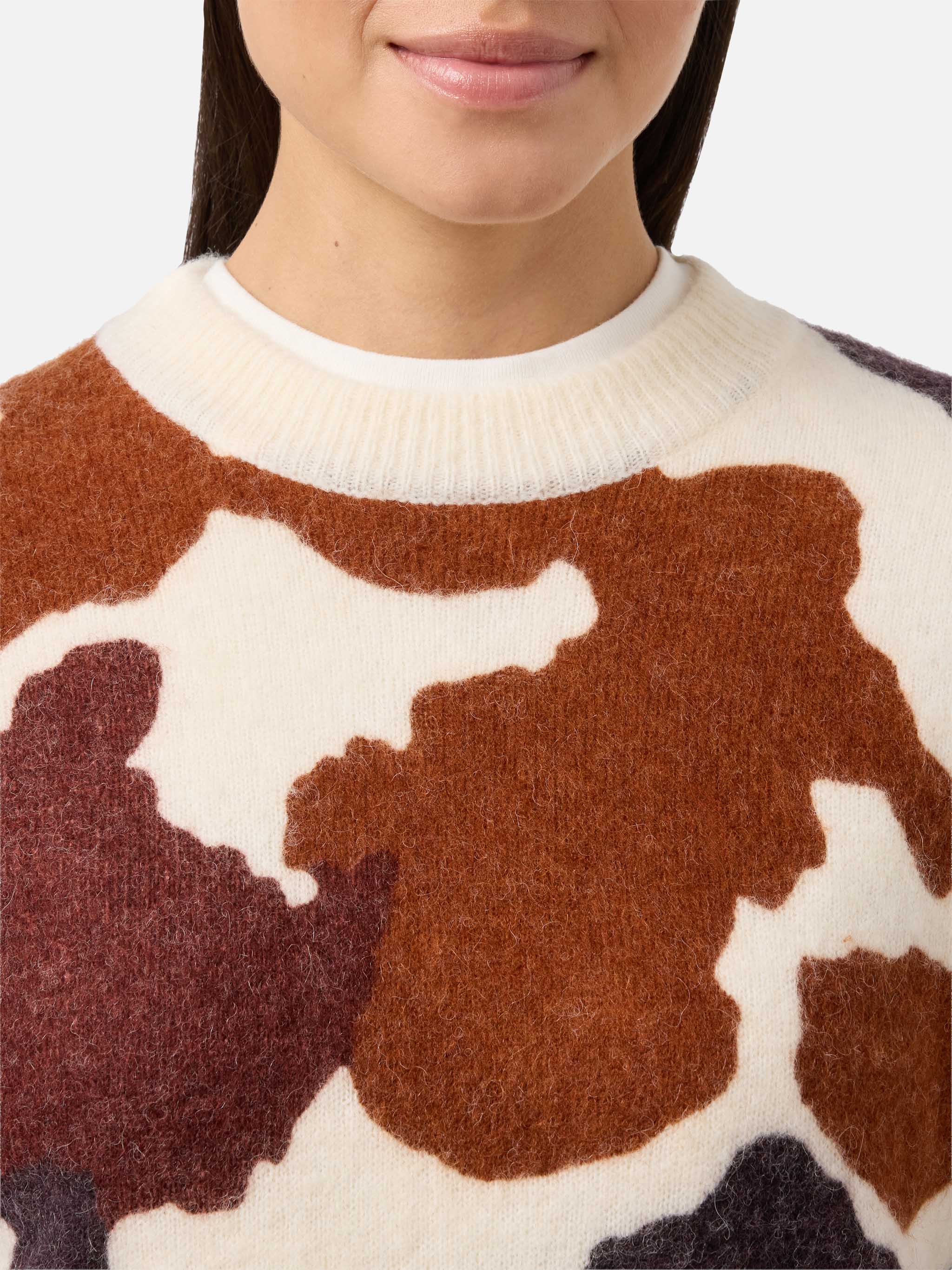 Danya stretch merino-wool and alpaca-blend sweater with cow-print - Image 2