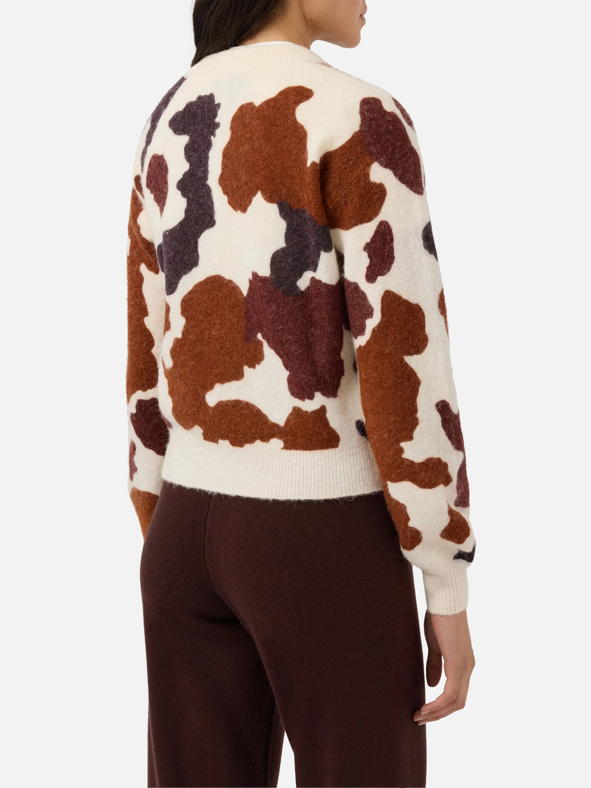 Danya stretch merino-wool and alpaca-blend sweater with cow-print - Image 3