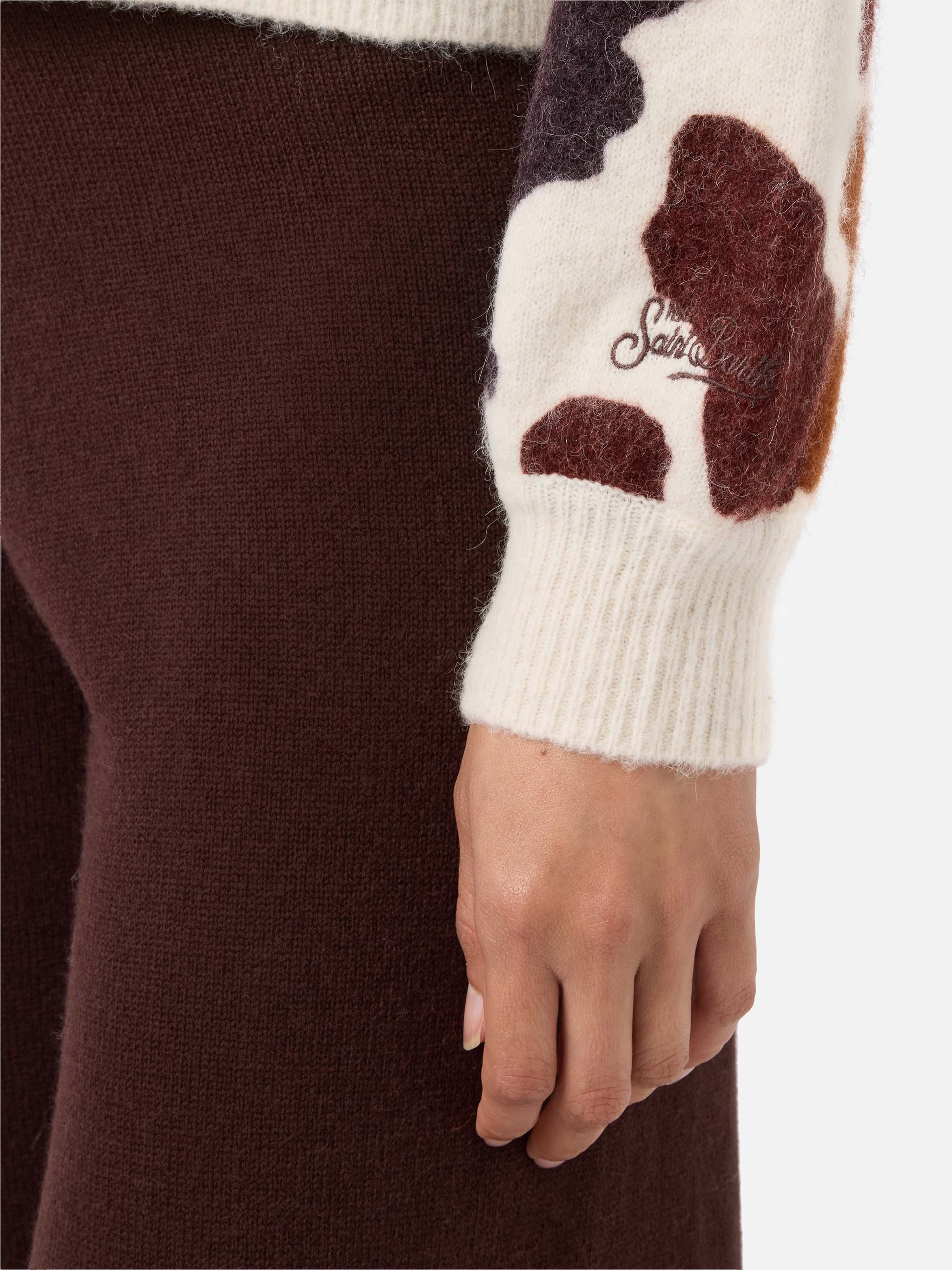 Danya stretch merino-wool and alpaca-blend sweater with cow-print - Image 4