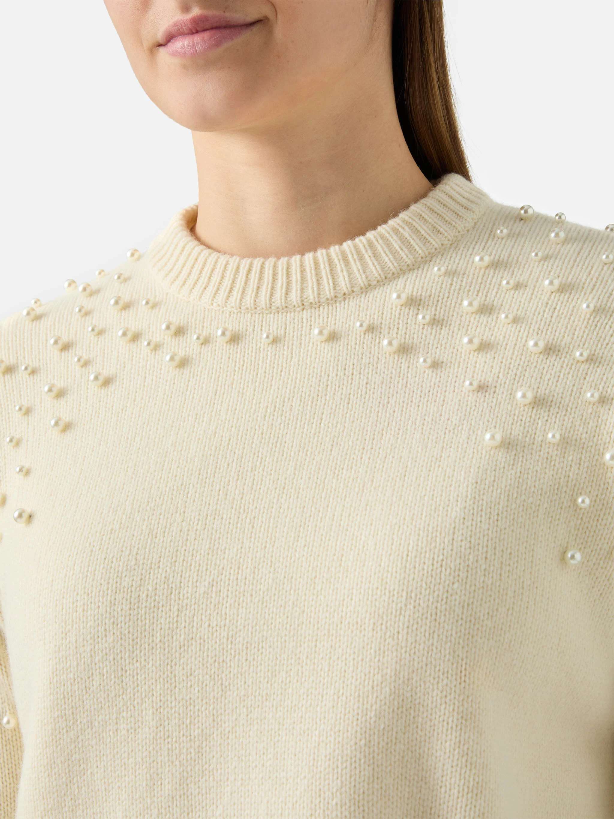 Danya sweater in wool blend with pearl appliqués - Image 2