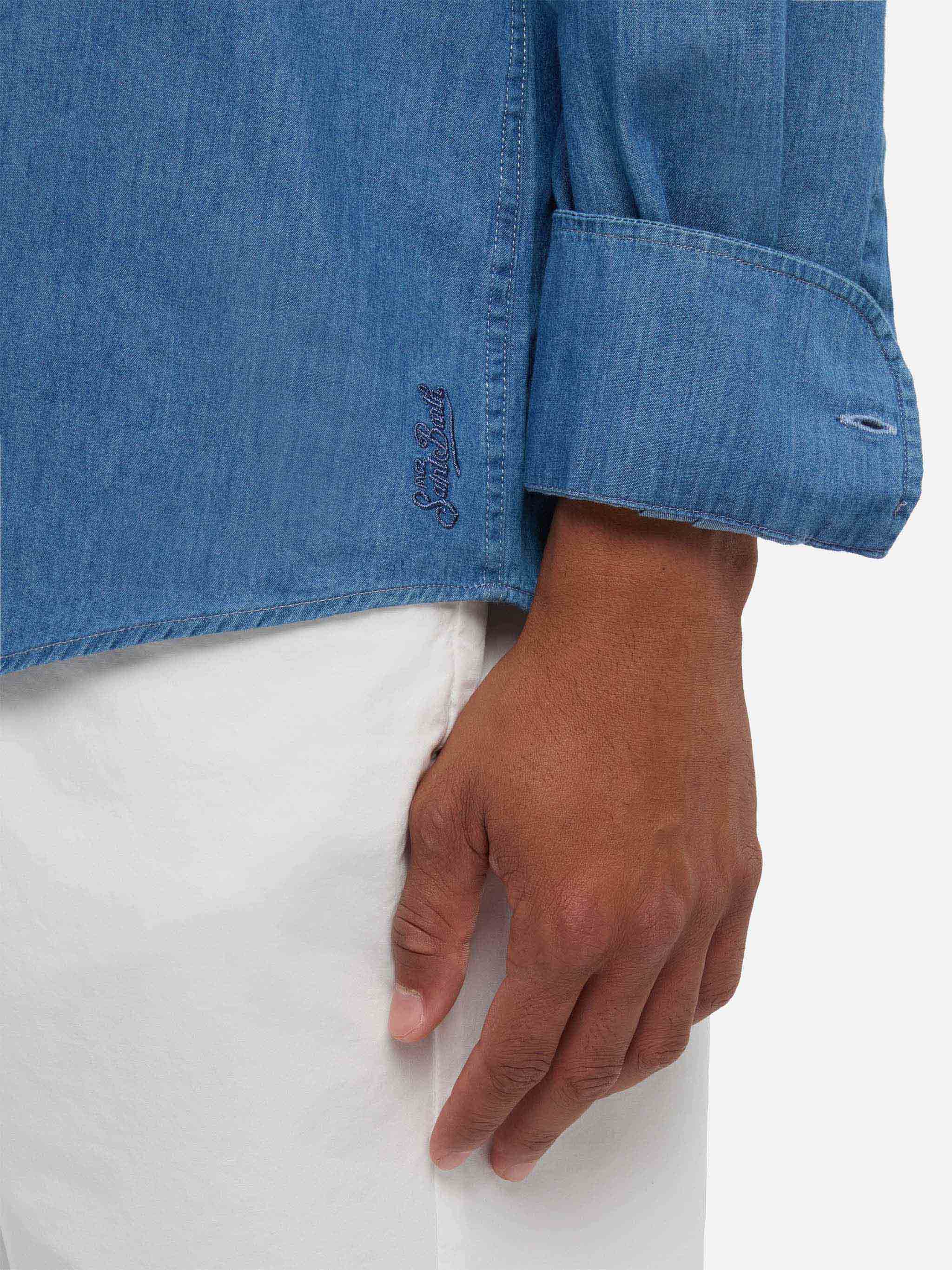Dark denim blue chambray shirt Pamplona - Image 2