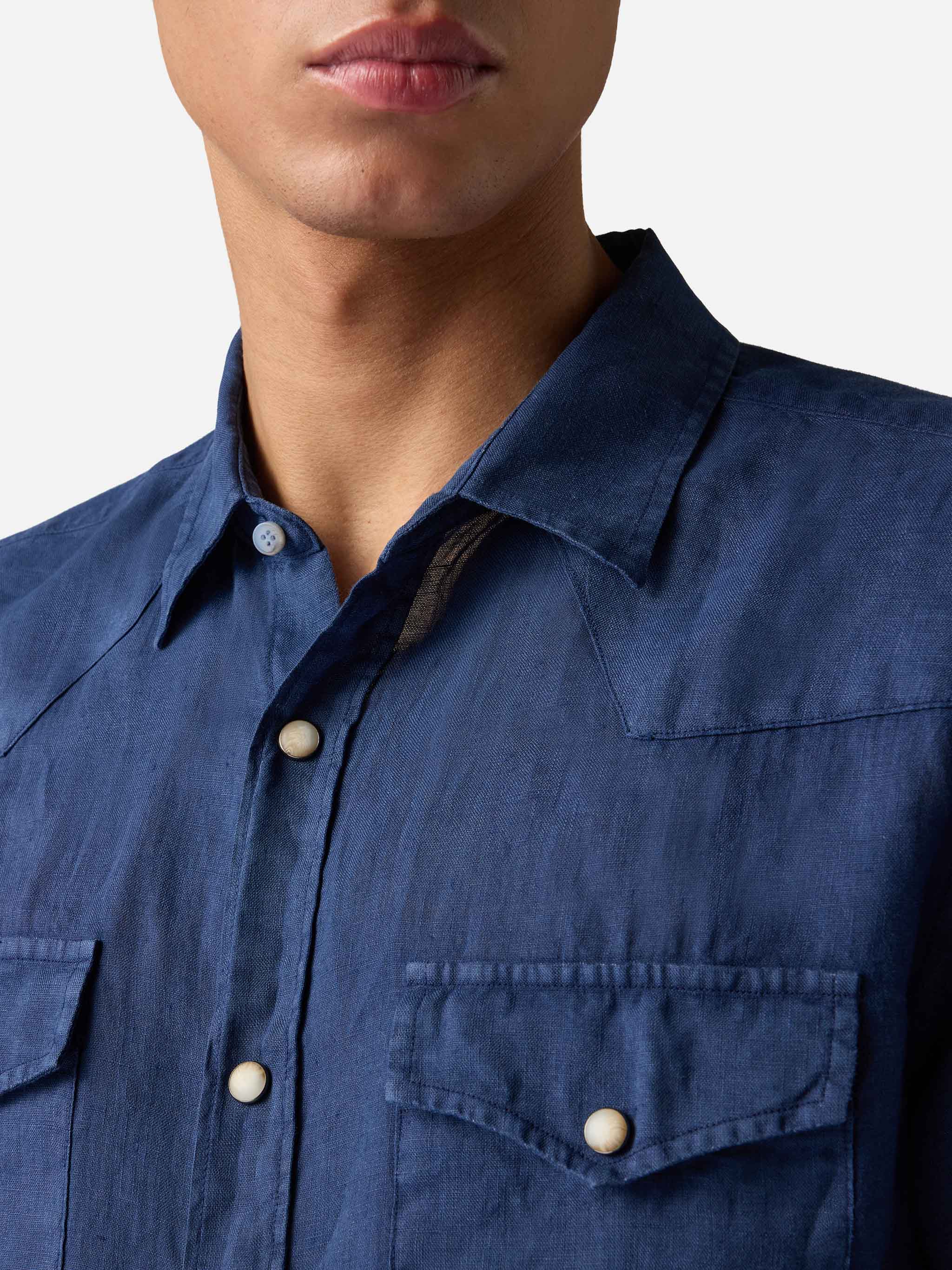 Dark denim linen shirt - Image 2