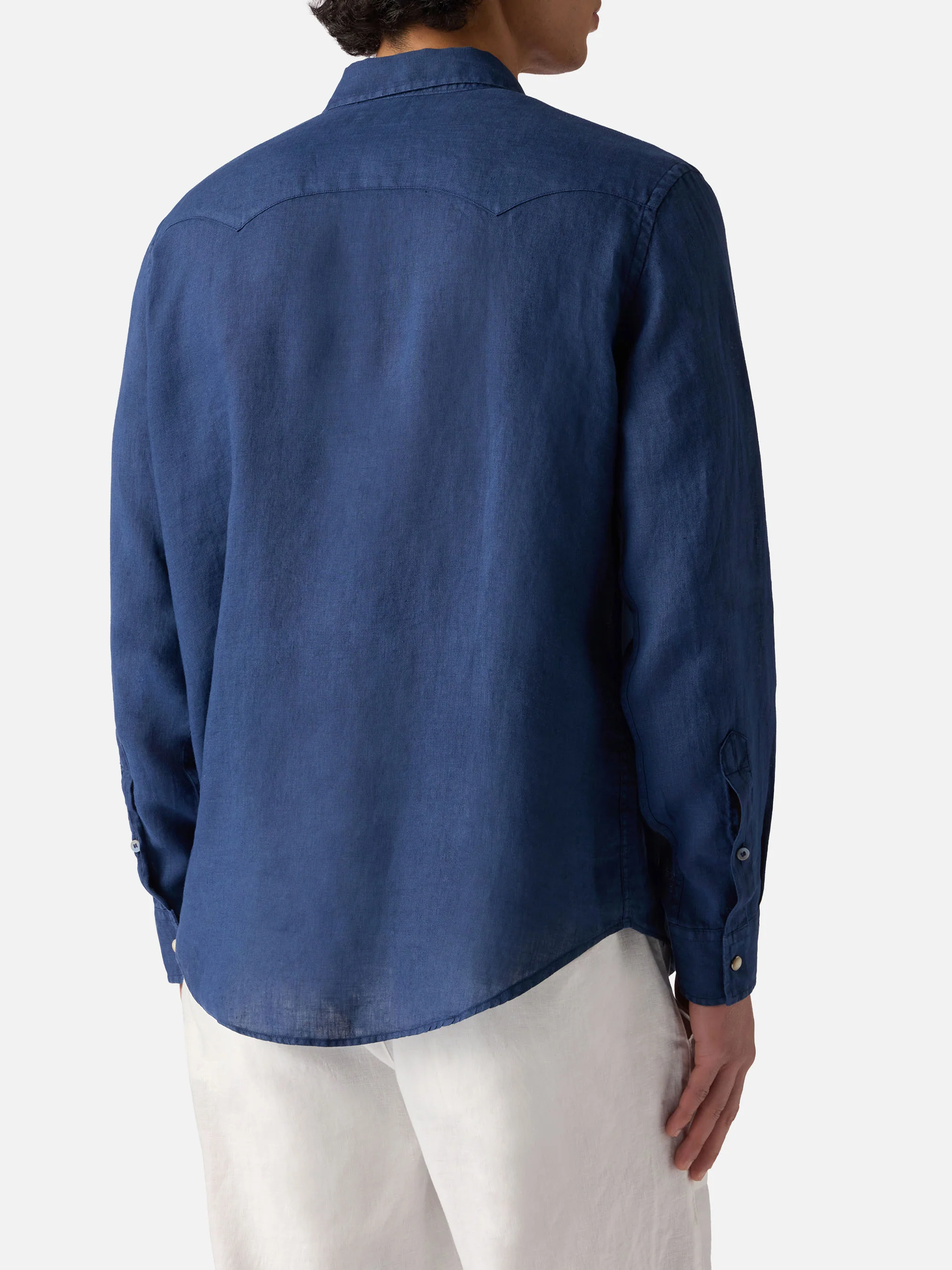 Dark denim linen shirt - Image 3