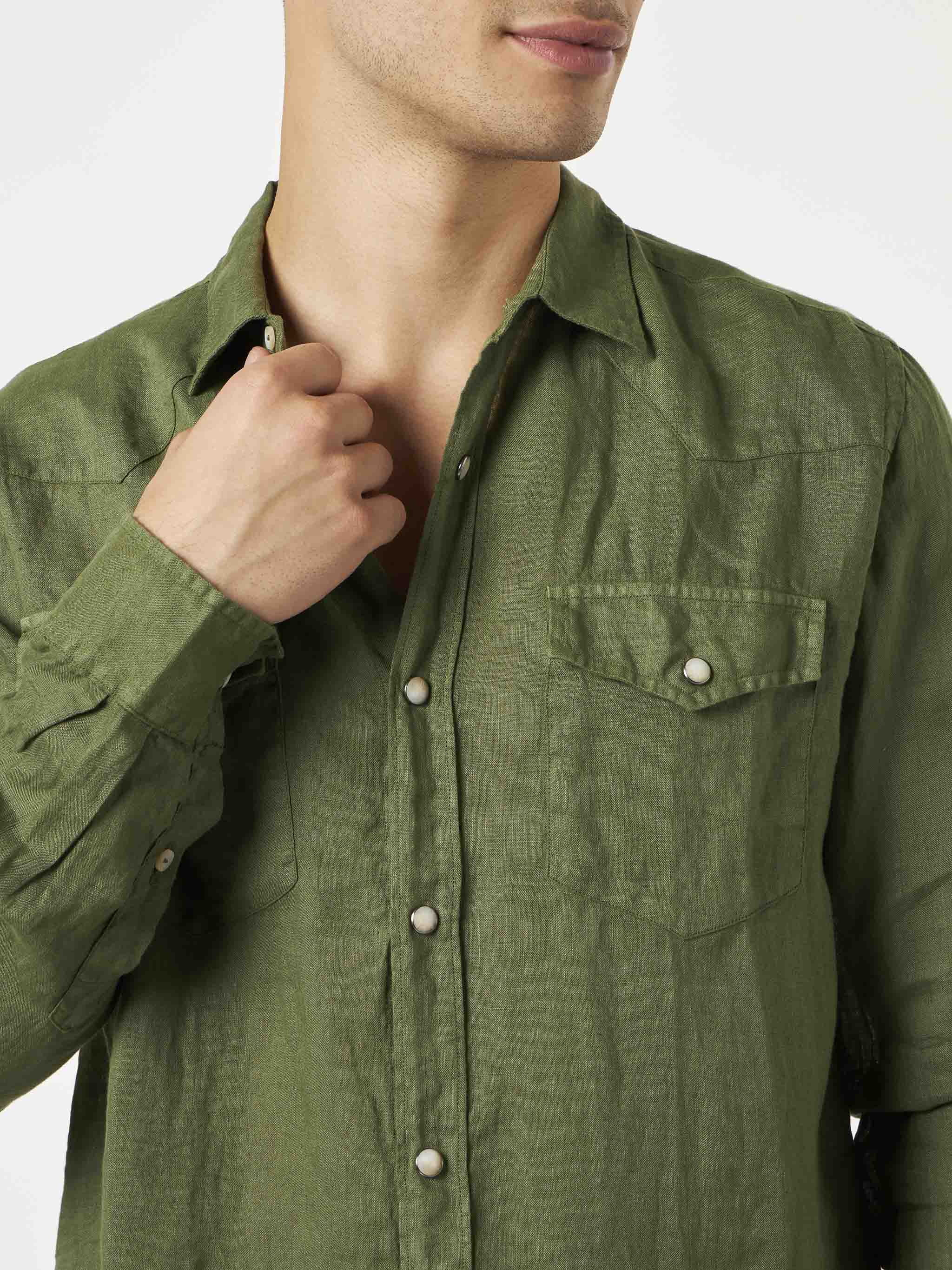 Dark green  linen shirt - Image 3